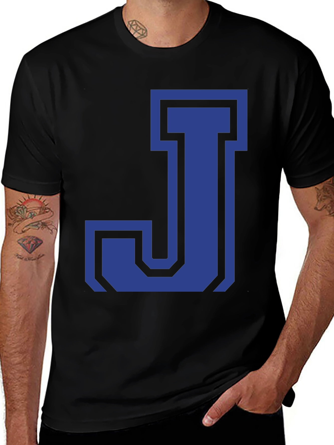 Bold Letter J T-Shirt - Blue Graphic Tee