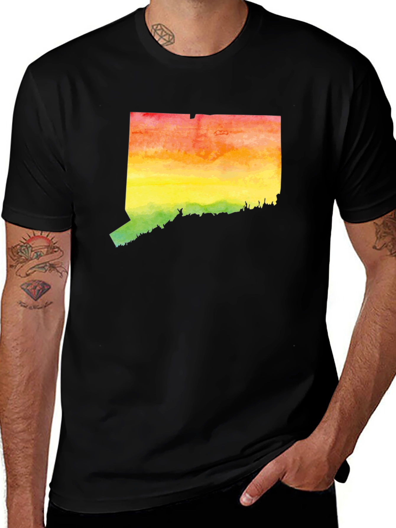 Colorful Connecticut State Pride Graphic Tee