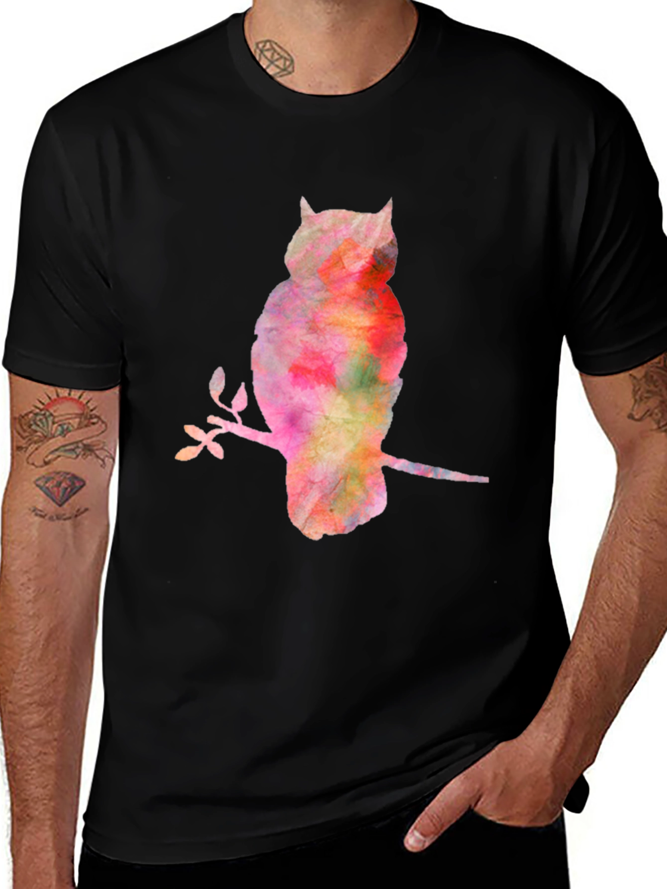 Variant 17 of Watercolor Owl Tee - Nature Inspired Graphic T-Shirt