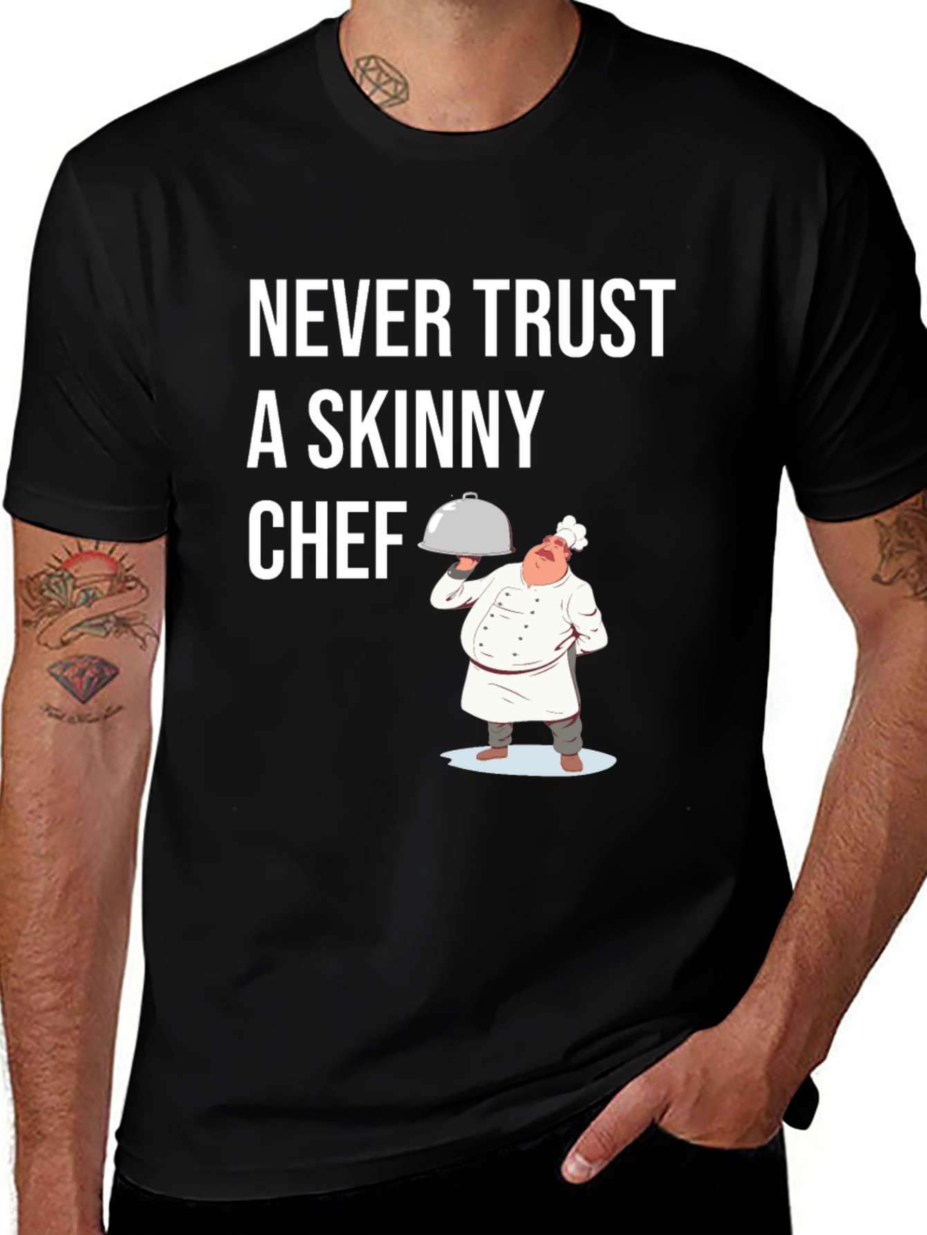 Variant 15 of Funny Chef T-Shirt - Never Trust A Skinny Chef