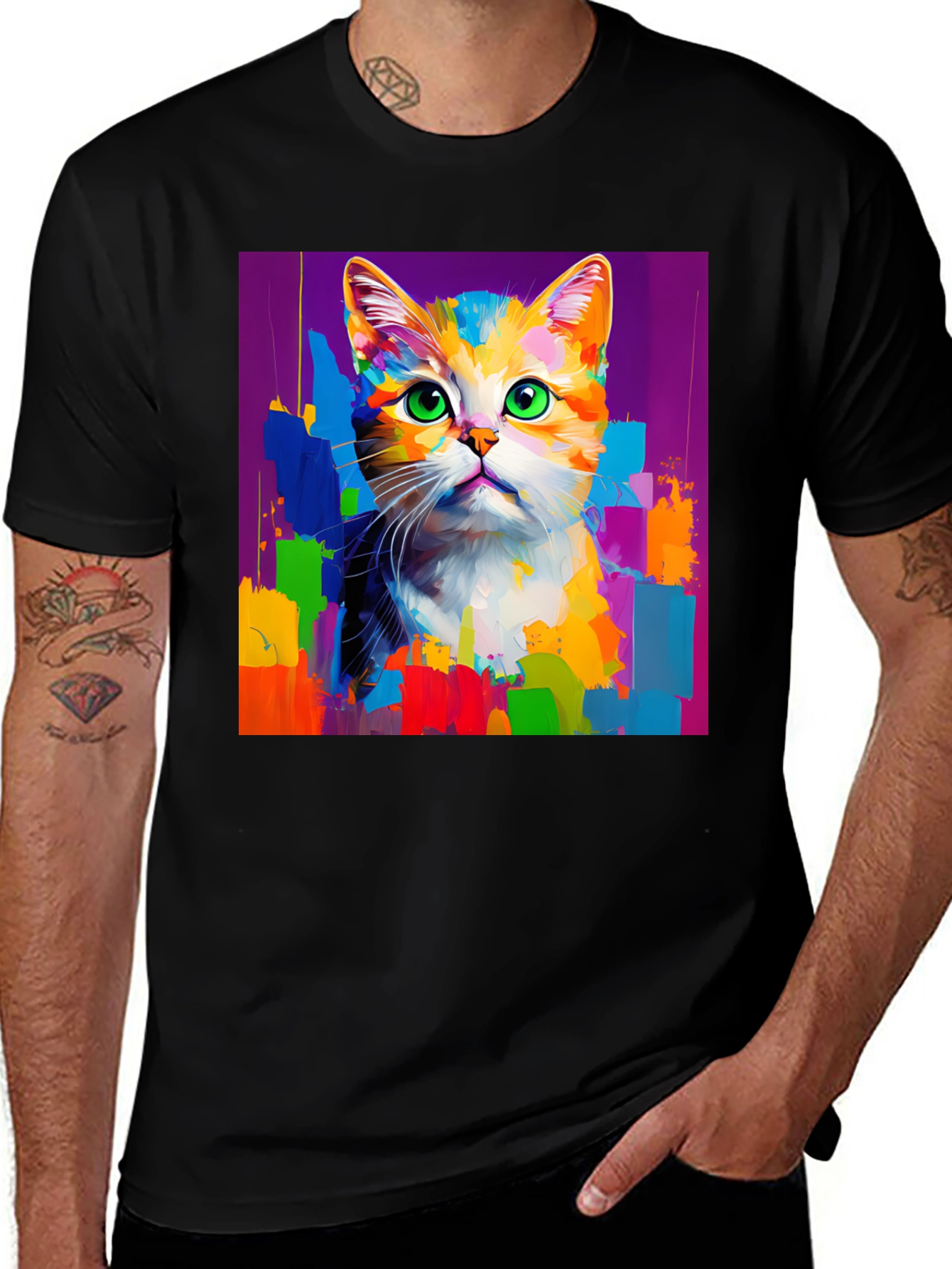Variant 3 of Colorful Cat Art T-Shirt