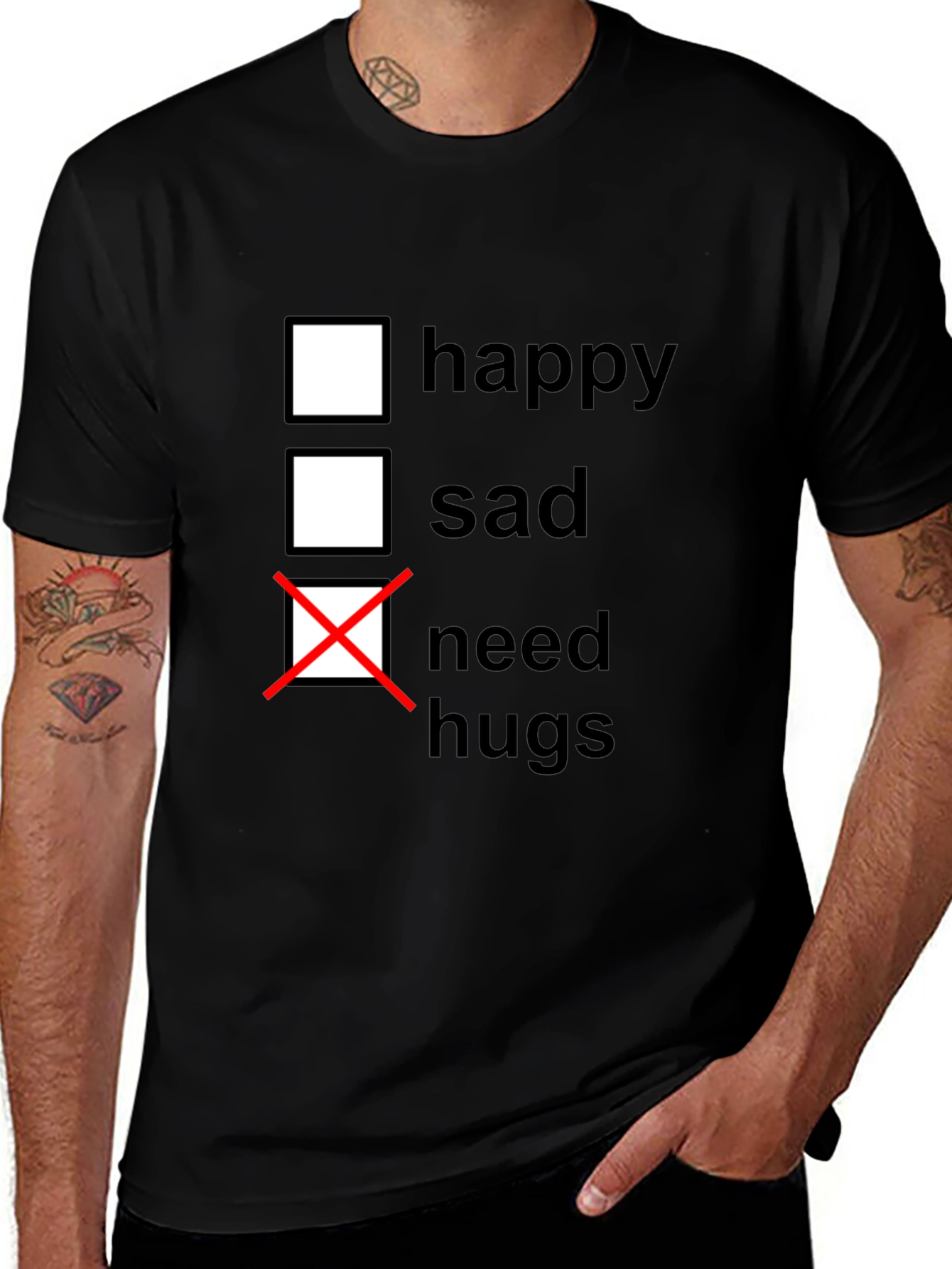 Need Hugs Graphic Tee - Black Casual T-Shirt