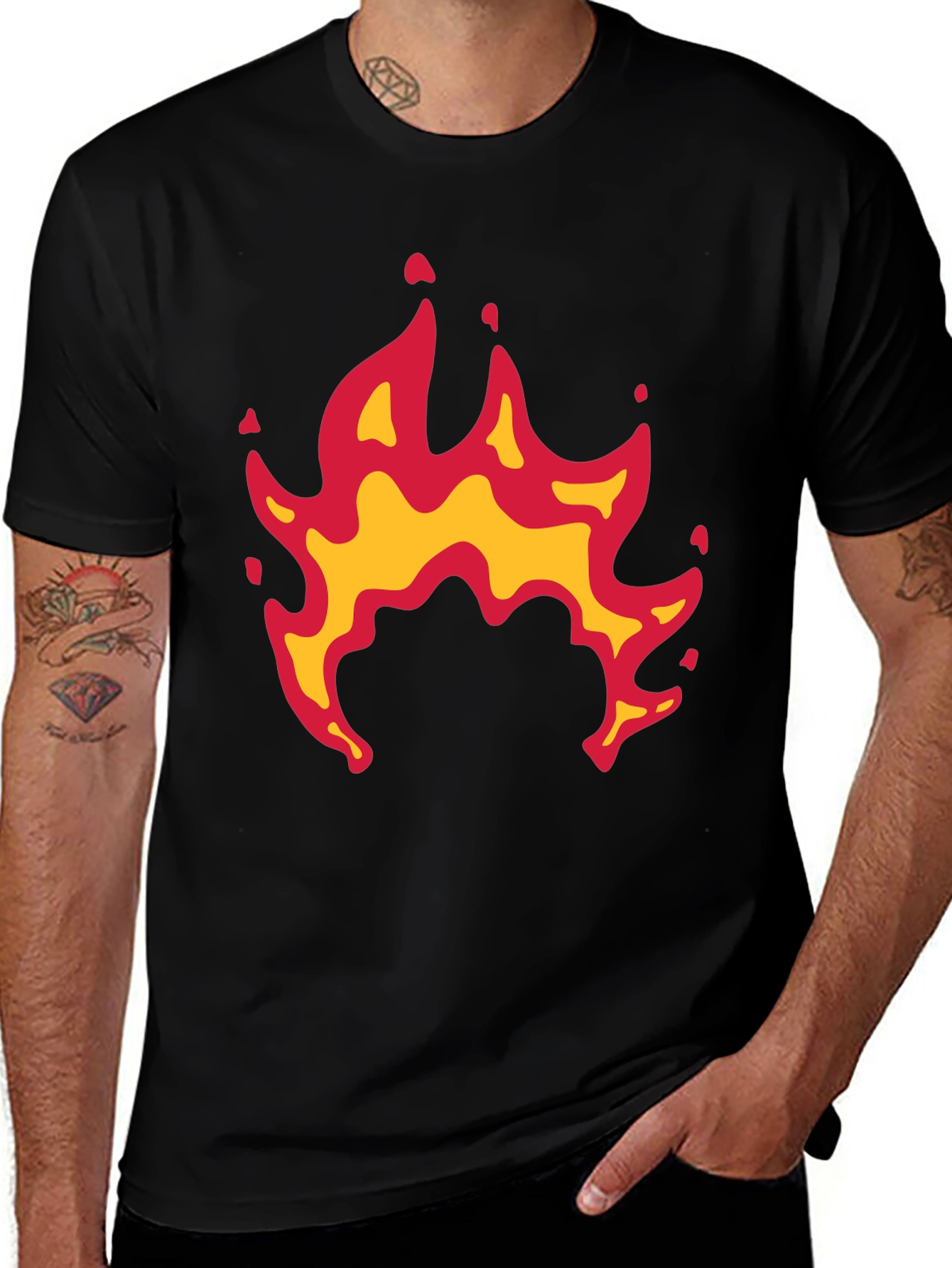 Variant 21 of Fiery Flames Graphic Black Tee