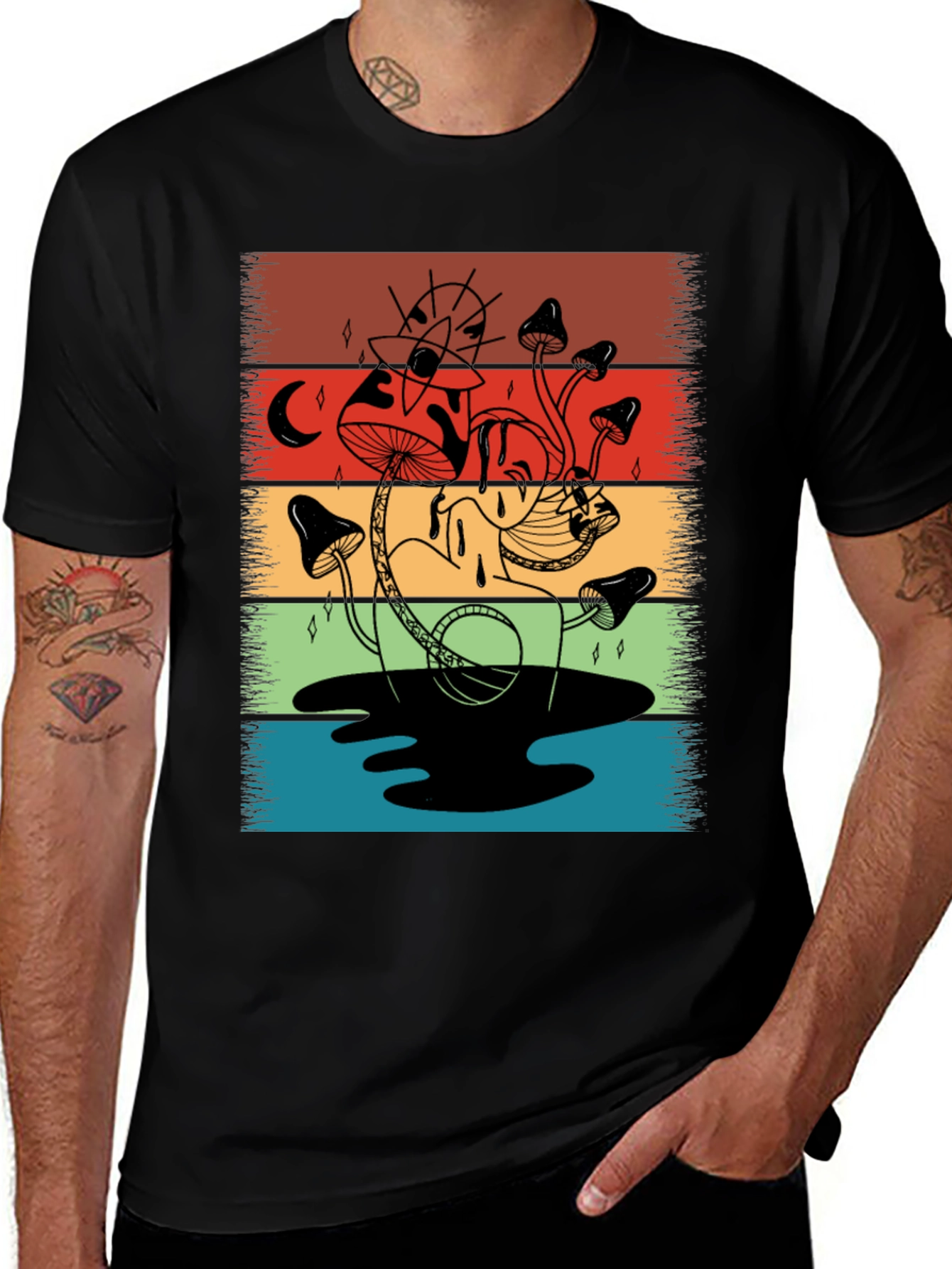 Variant 15 of Retro Mushroom Graphic T-Shirt - Psychedelic Style