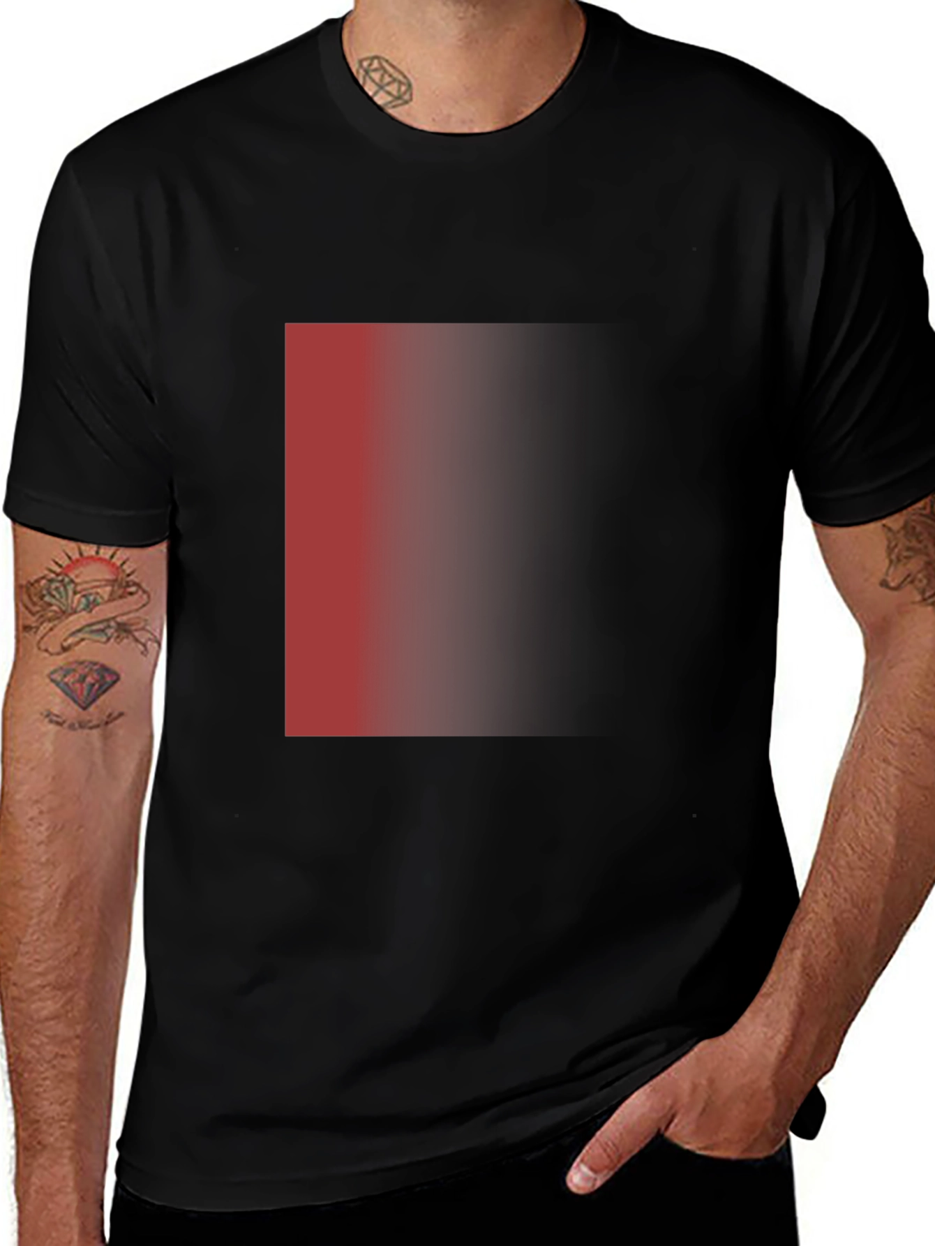 Variant 16 of Men's Black T-Shirt with Red Gradient Design