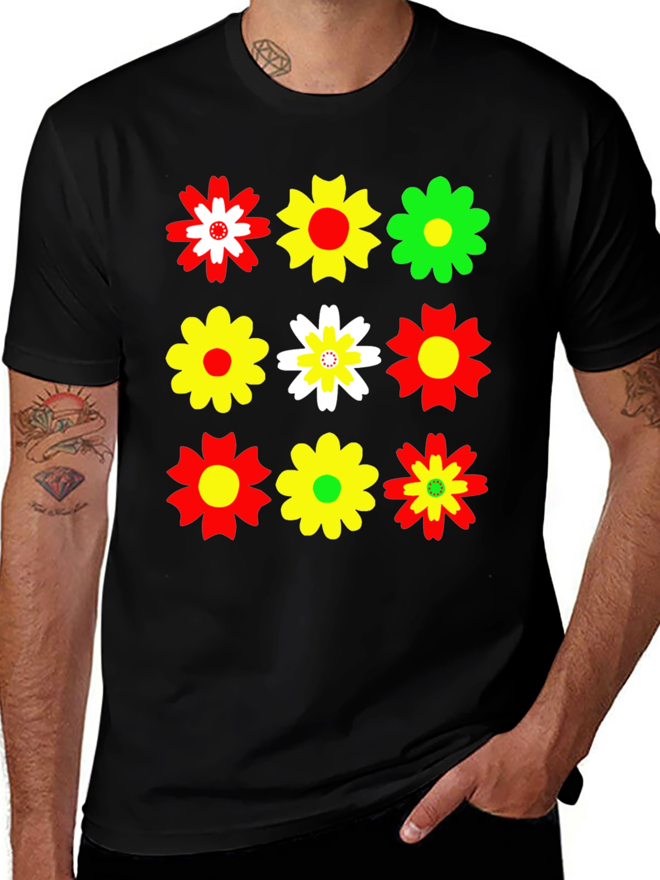 Variant 28 of Floral Grid T-Shirt - Bold & Stylish Men's Tee
