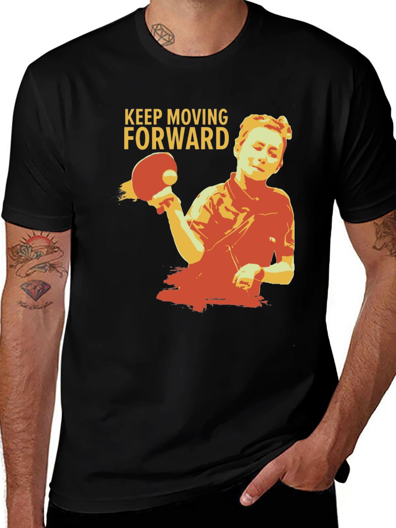 Variant 13 of Keep Moving Forward Table Tennis Graphic Tee