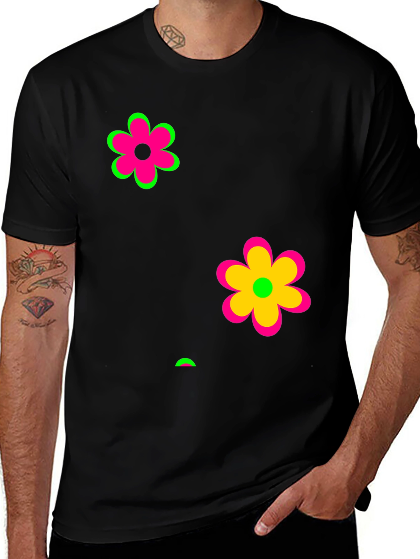 Funky Floral Black Graphic Tee