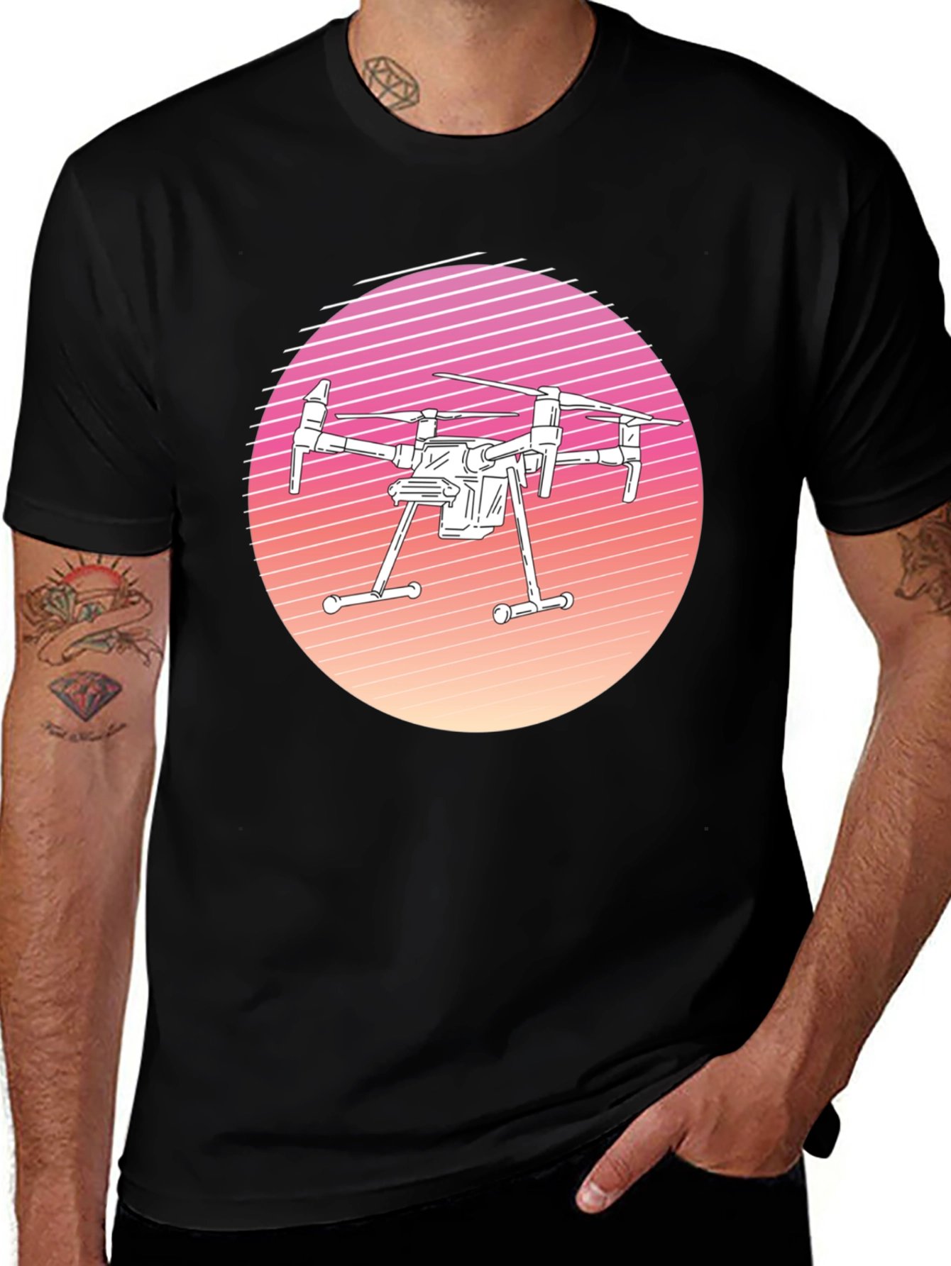 Variant 24 of Retro Drone Graphic Tee - Black T-Shirt