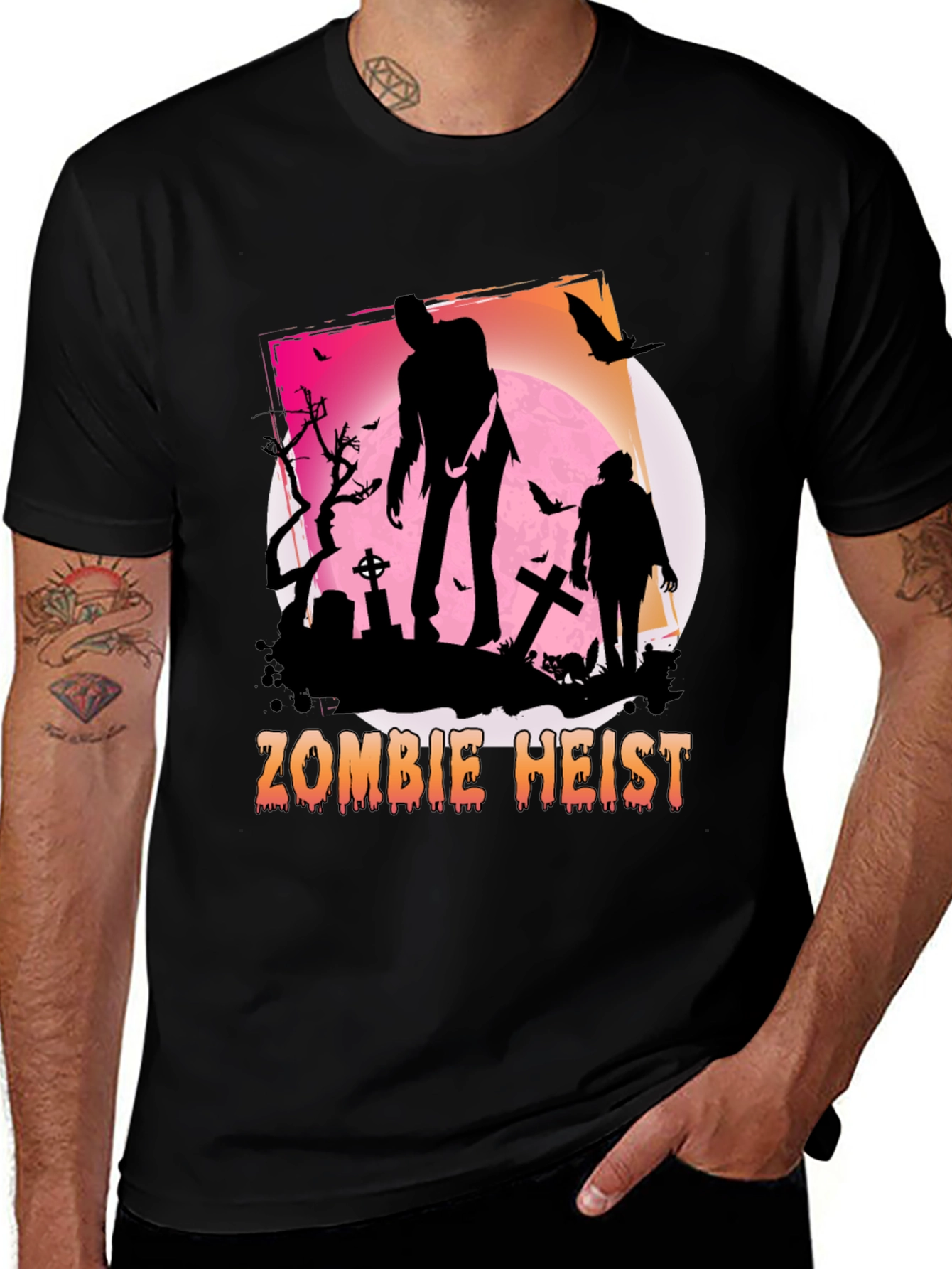 Zombie Heist Graphic Tee - Spooky Halloween Shirt