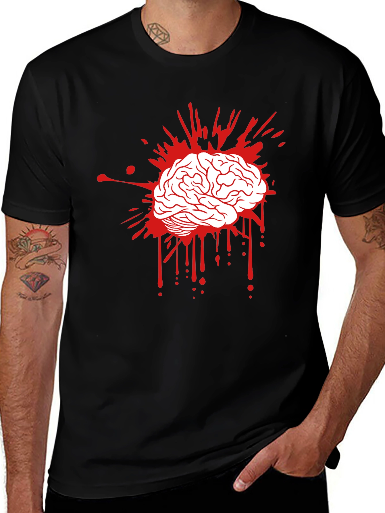 Variant 28 of Brain Splatter Graphic T-Shirt - Bold & Edgy!