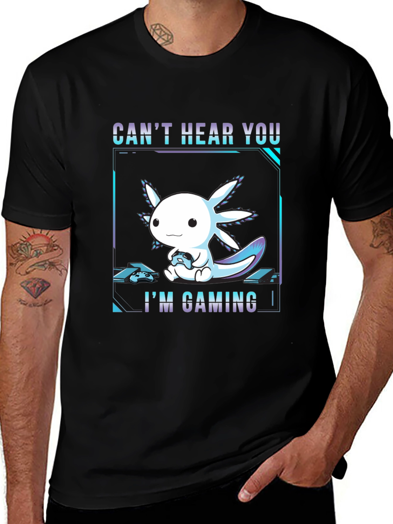 Variant 19 of Cute Axolotl Gaming T-Shirt - Can't Hear You!