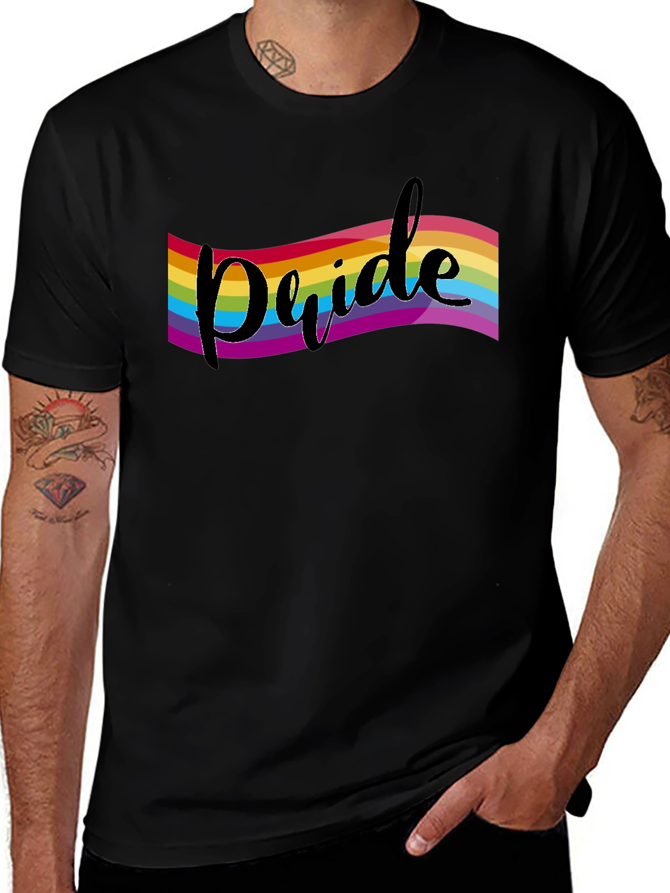 Variant 17 of Pride Rainbow Graphic Black T-Shirt