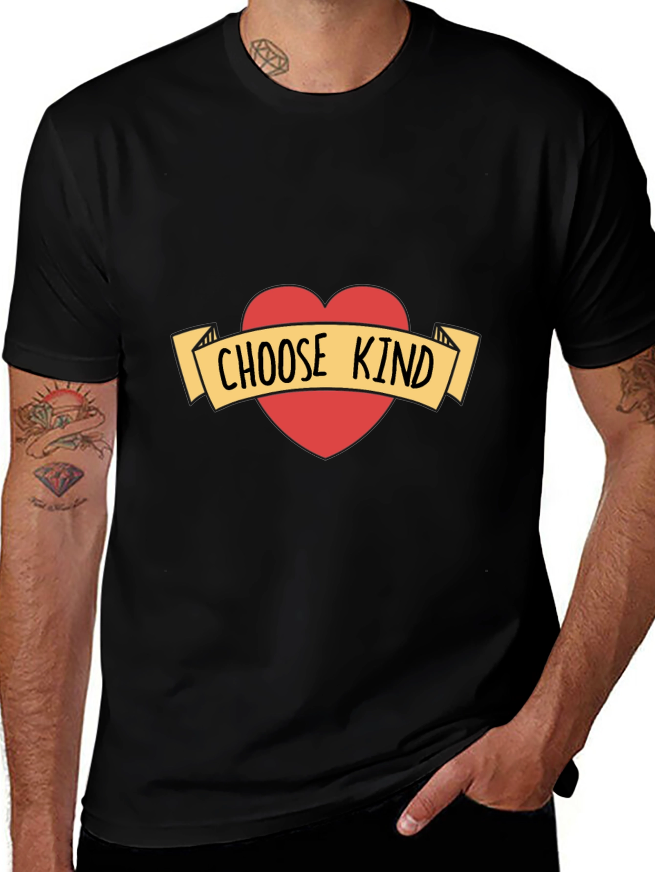 Variant 25 of Choose Kind Heart Graphic Black T-Shirt