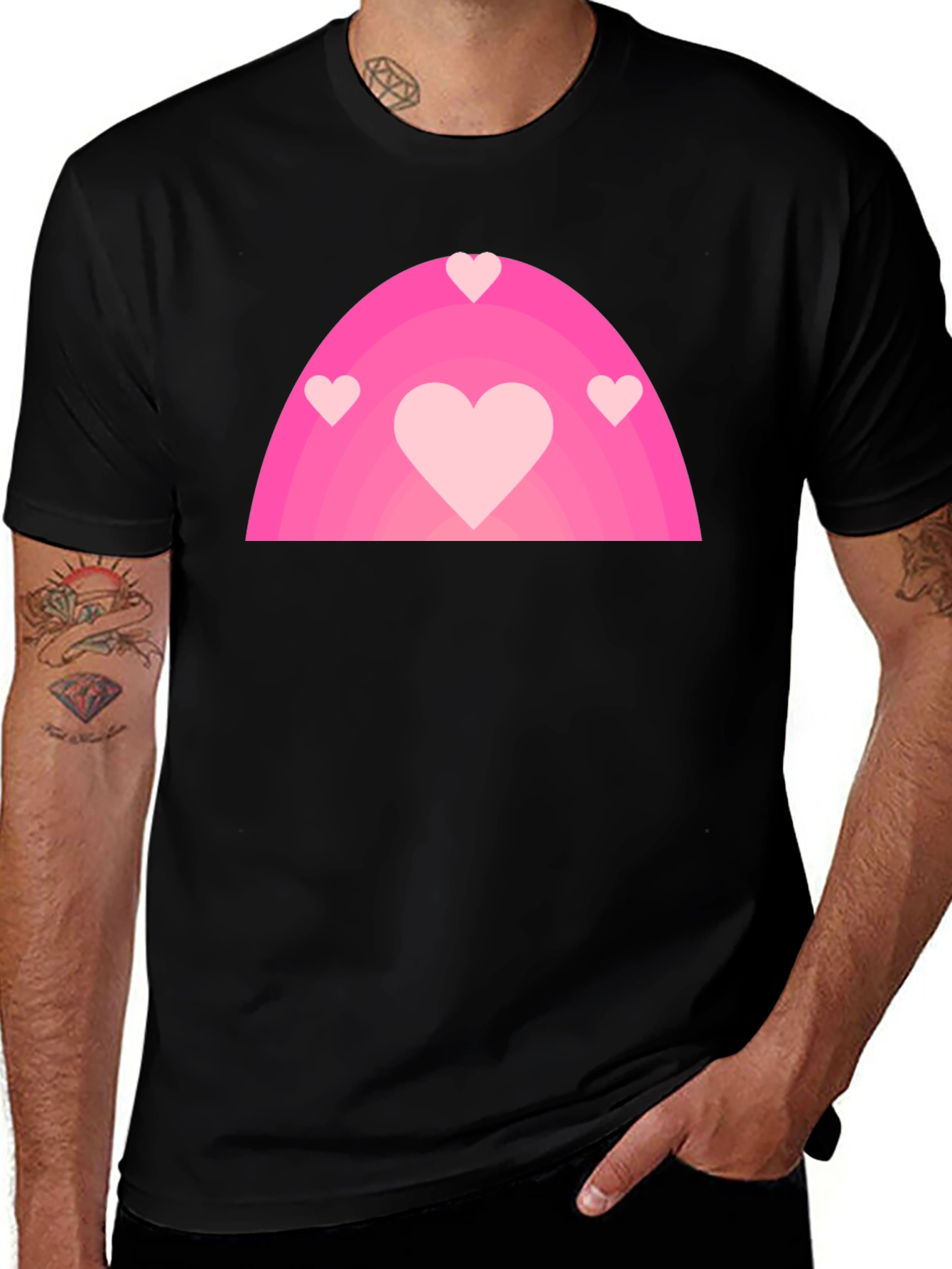 Variant 27 of Pink Heart Rainbow Graphic Tee