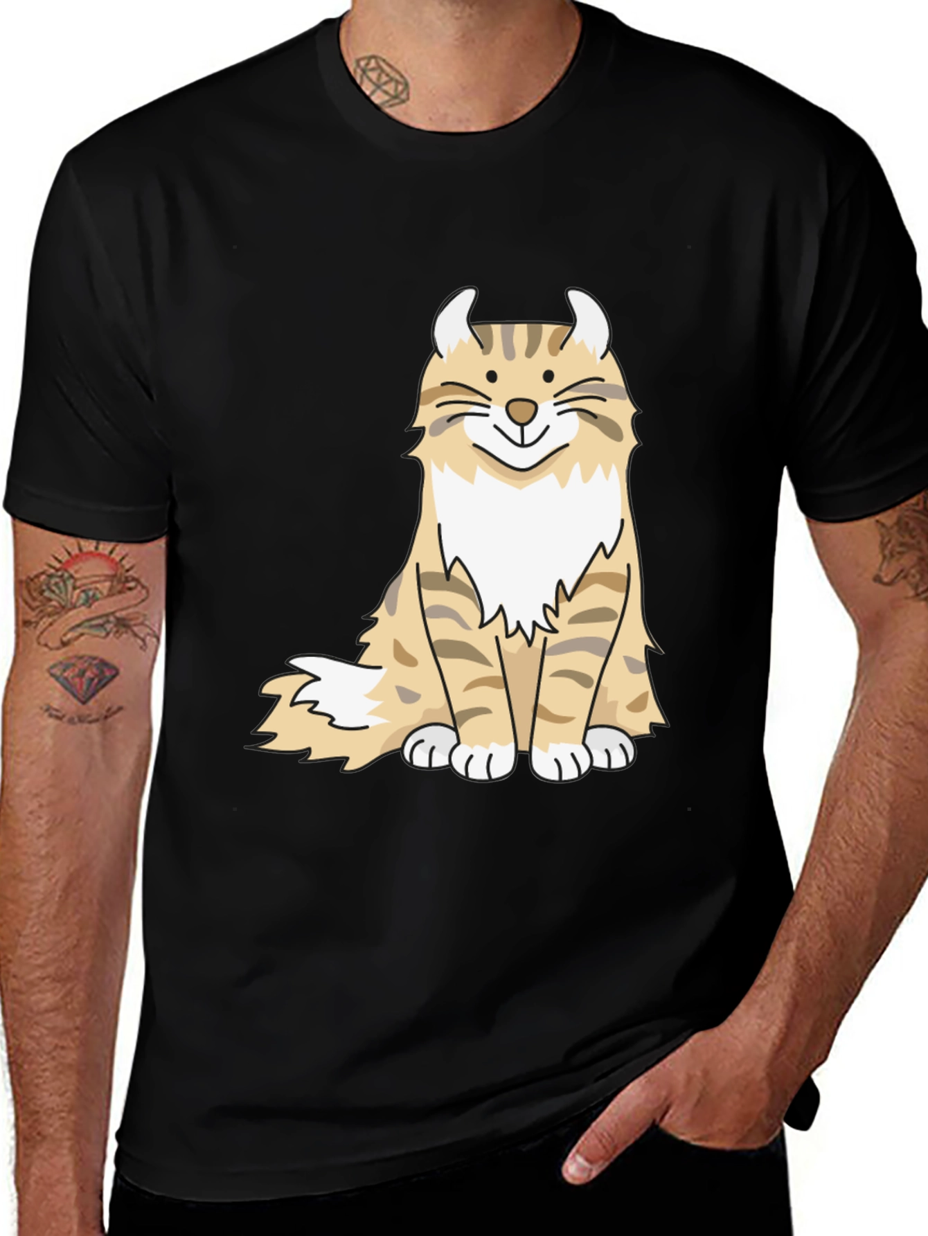 Variant 17 of Funny Cat Graphic T-Shirt - Black Casual Tee