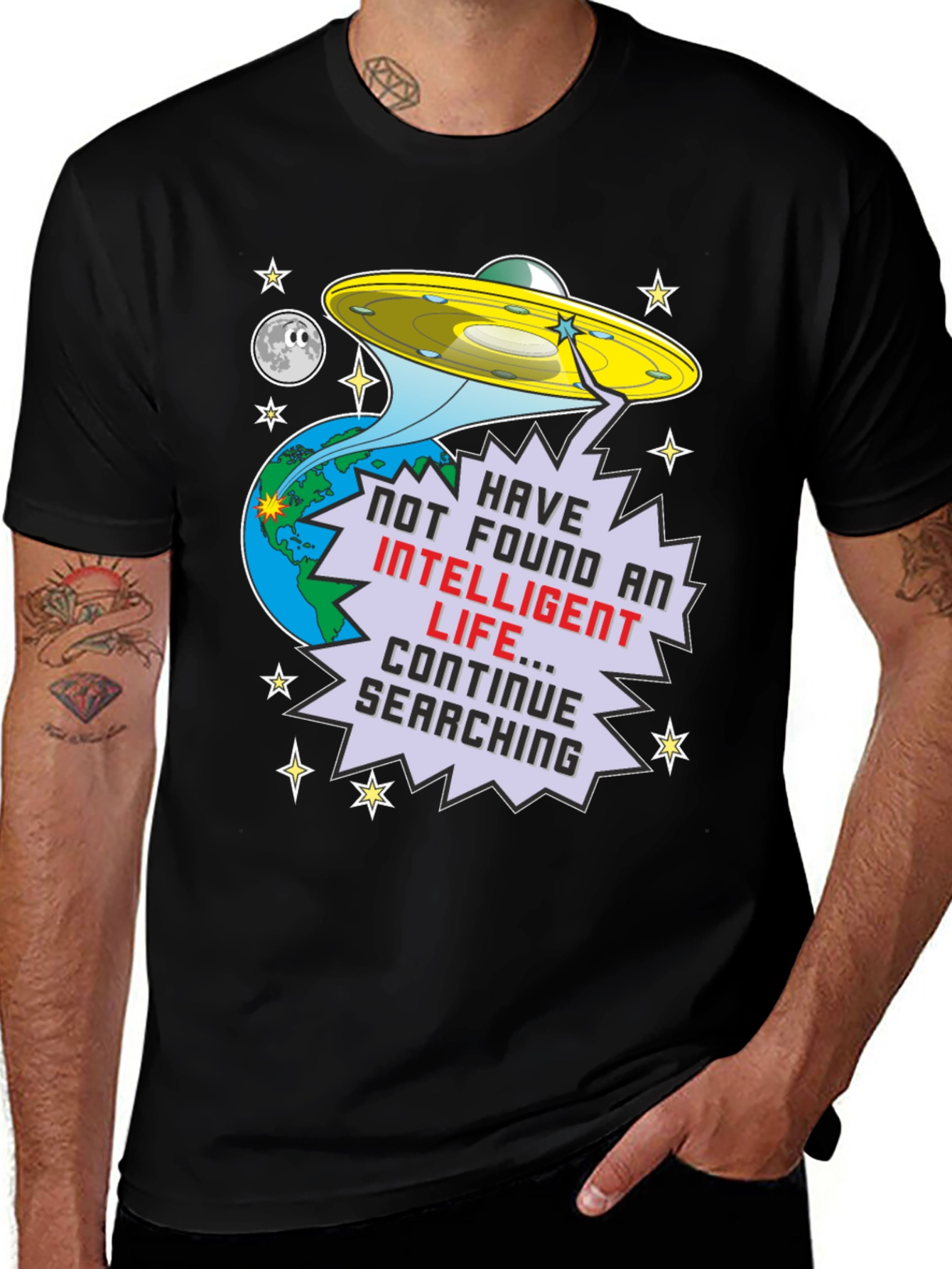 Variant 15 of Funny Alien Abduction UFO T-Shirt - Continue Searching