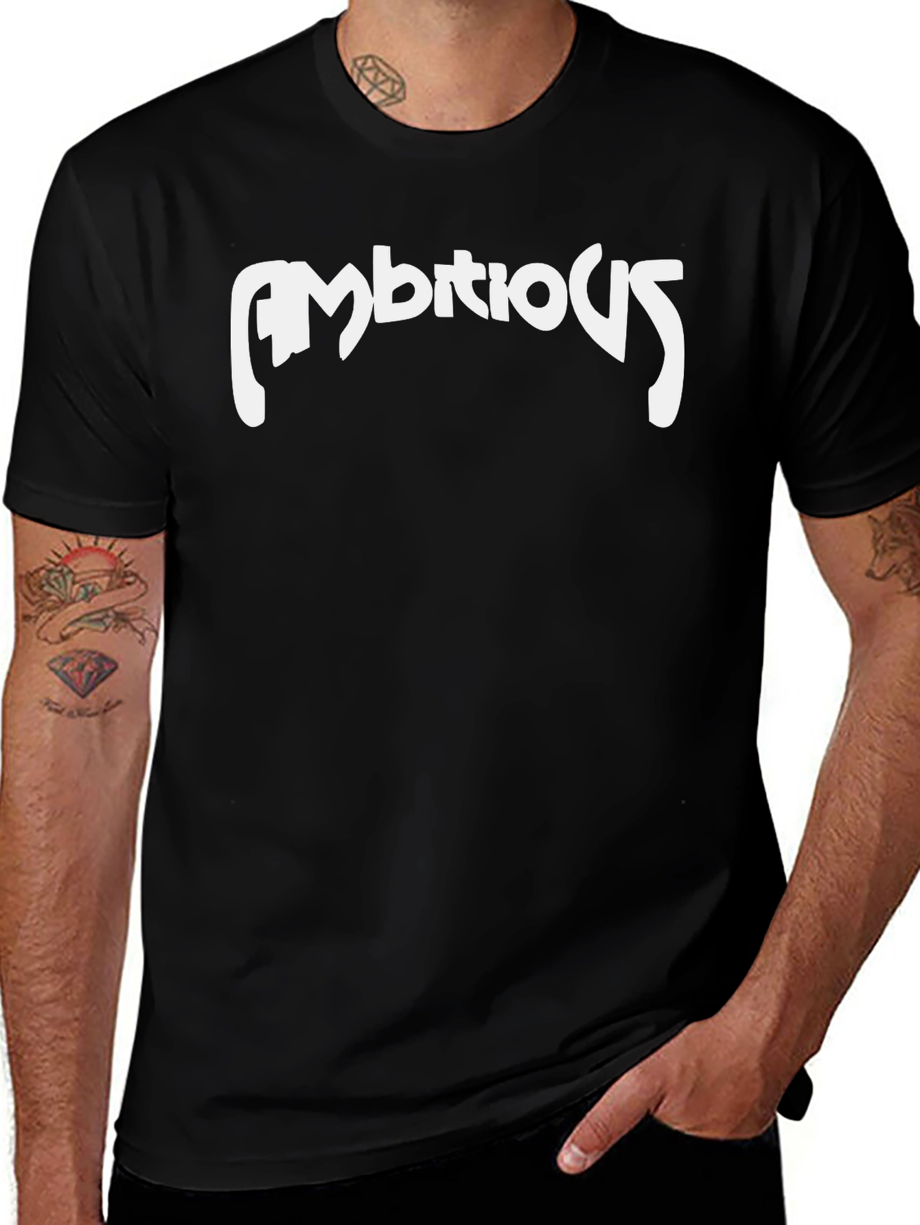 Variant 3 of Ambitious Graphic T-Shirt - Black Cotton Blend