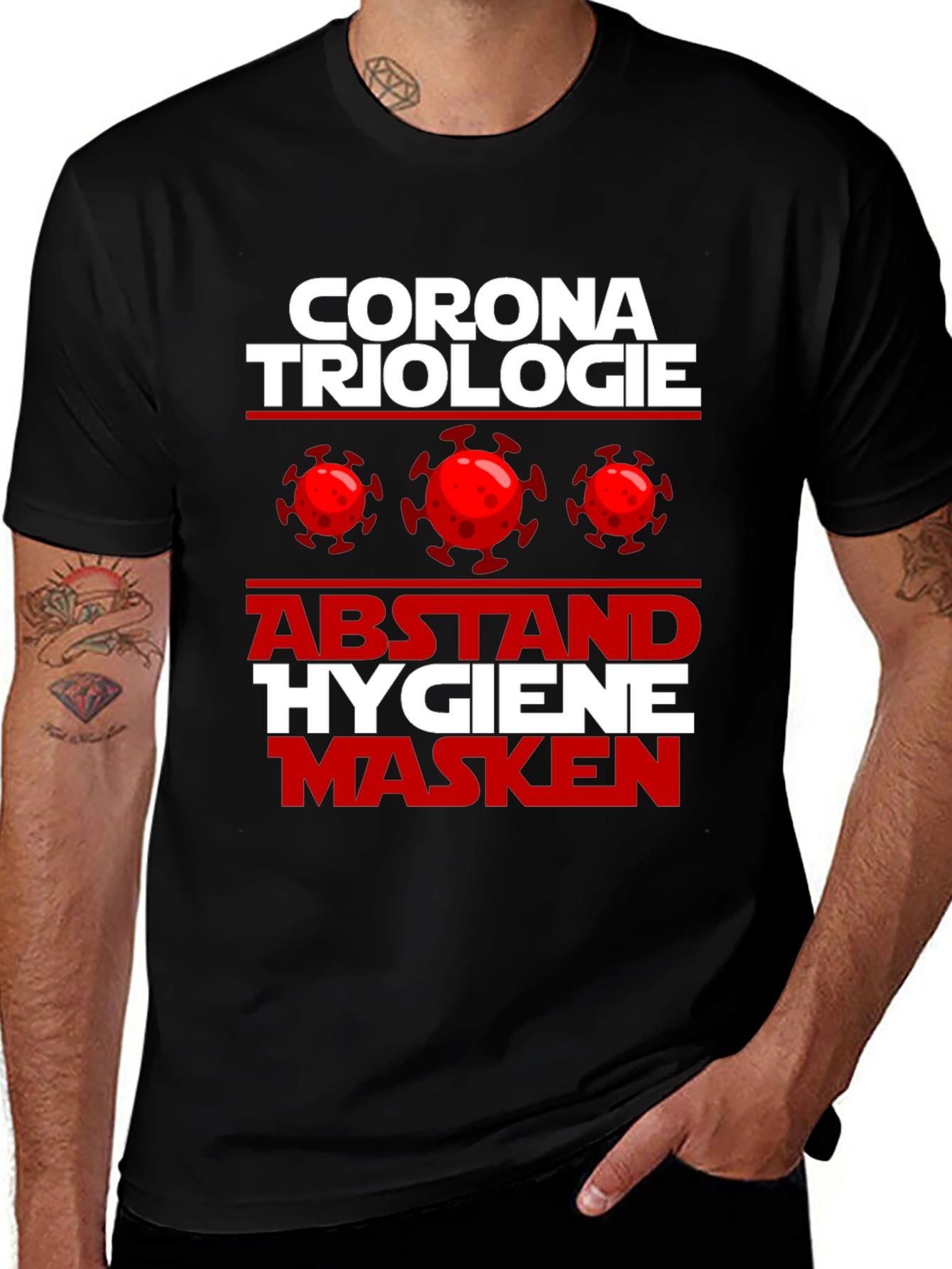 Variant 9 of Corona Triologie T-Shirt - Distance, Hygiene, Masks