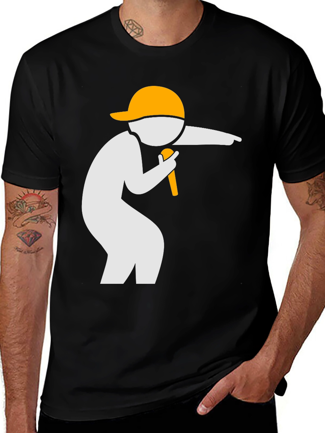 Variant 24 of Cool Graphic Tee: Rapper Design - Black Cotton T-Shirt