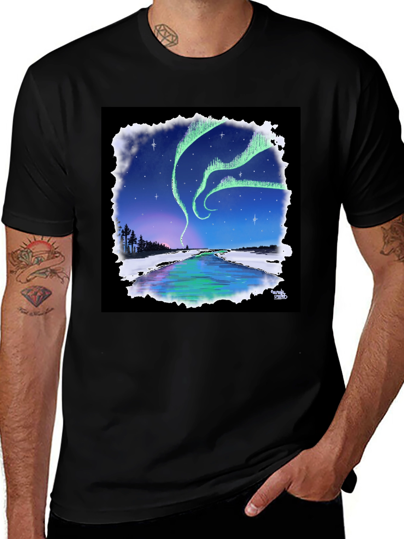 Aurora Borealis Graphic Tee - Northern Lights Design