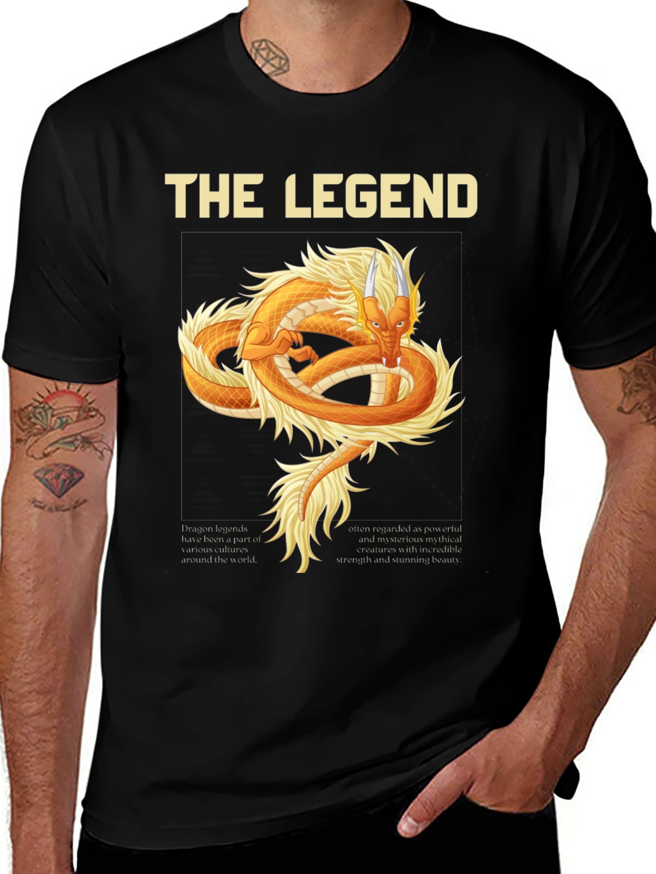 Variant 10 of The Legend Dragon Graphic Tee - Black