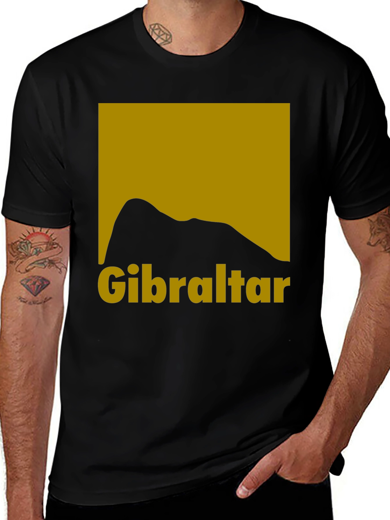 Gibraltar Rock Silhouette Graphic Tee - Black Cotton