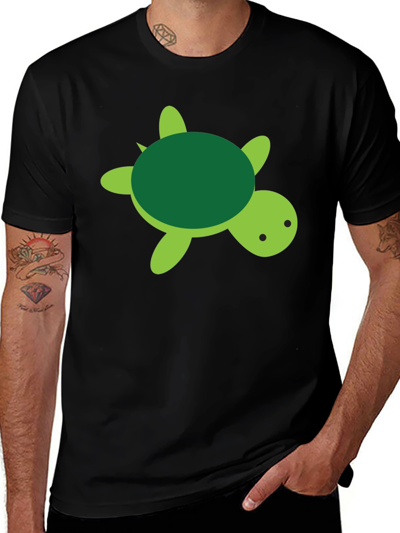 Variant 2 of Cute Turtle Graphic Black T-Shirt