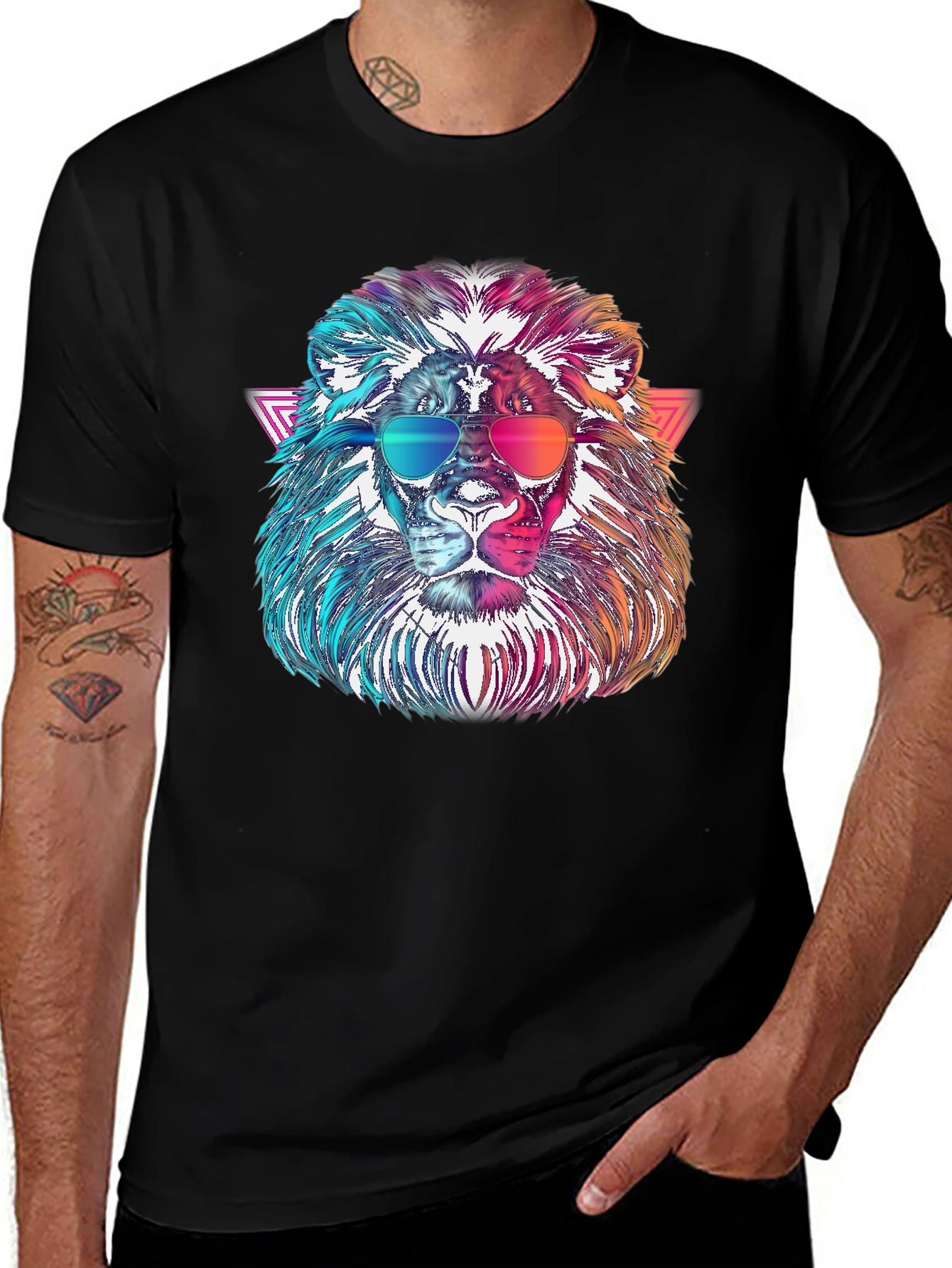 Variant 8 of Cool Lion Graphic Tee - Black T-Shirt