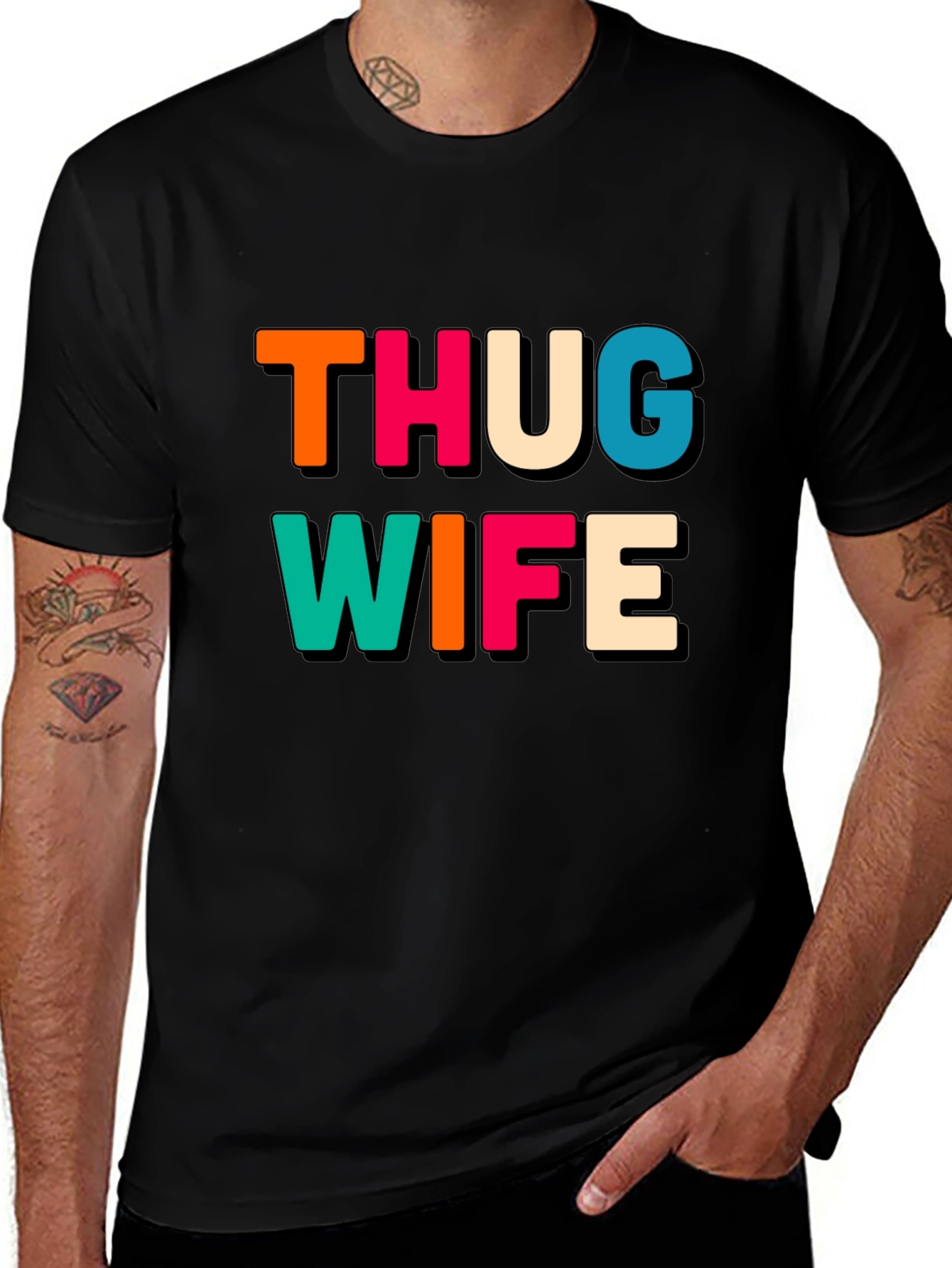 Variant 22 of Thug Wife Black Graphic Tee