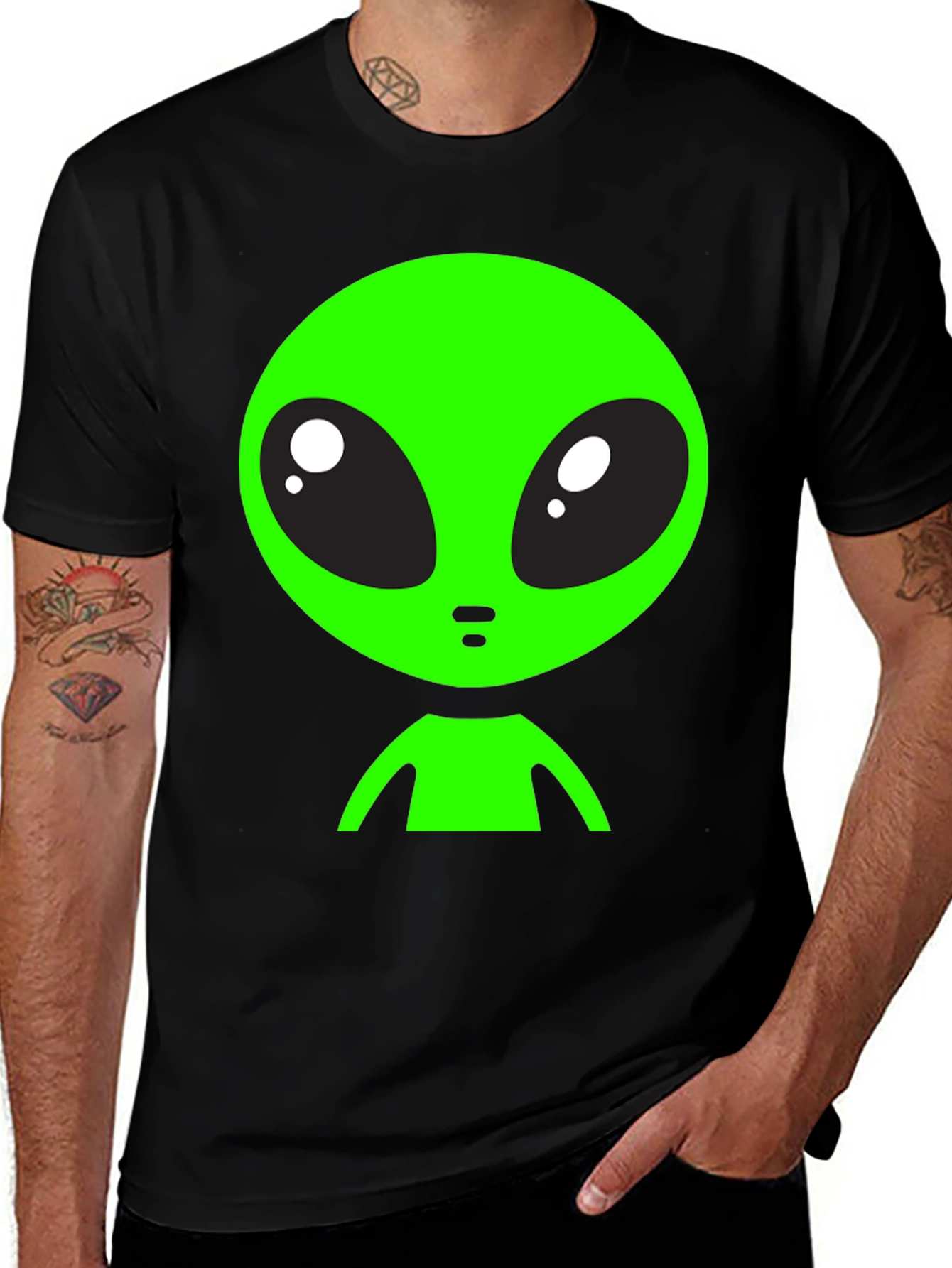 Variant 4 of Alien Graphic Tee - Black Crew Neck T-Shirt