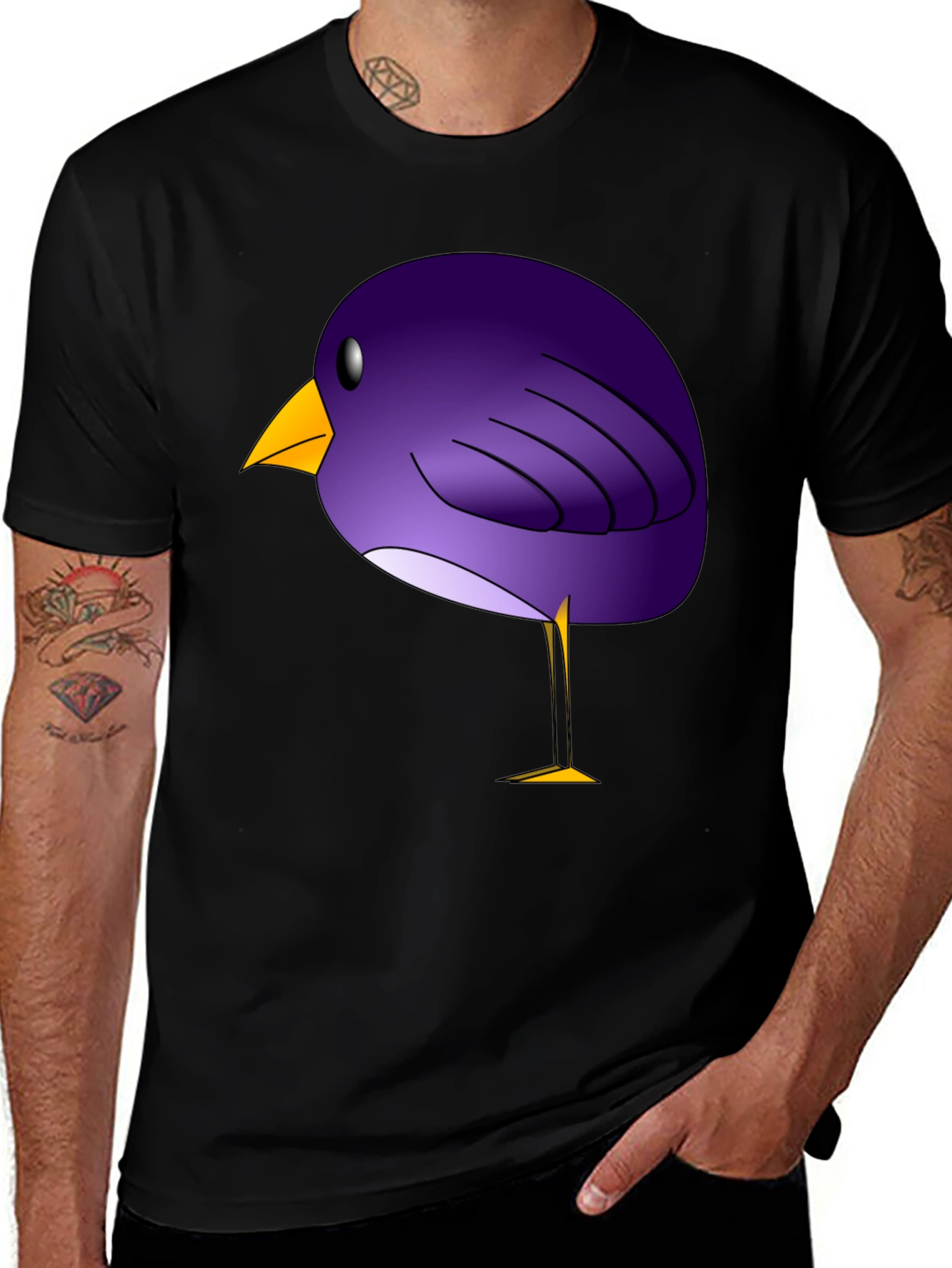 Variant 9 of Whimsical Purple Bird Graphic T-Shirt