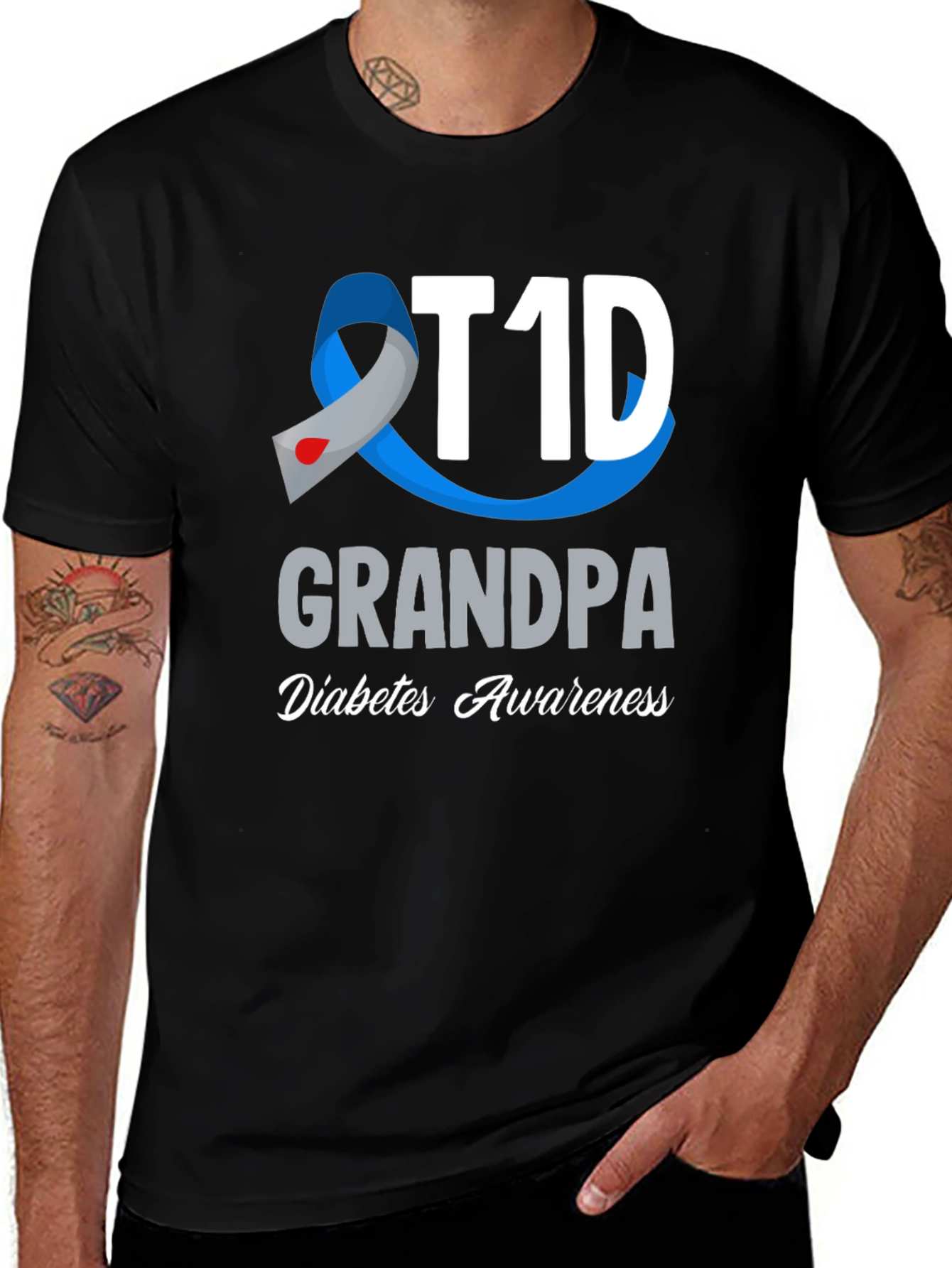 T1D Grandpa Diabetes Awareness T-Shirt
