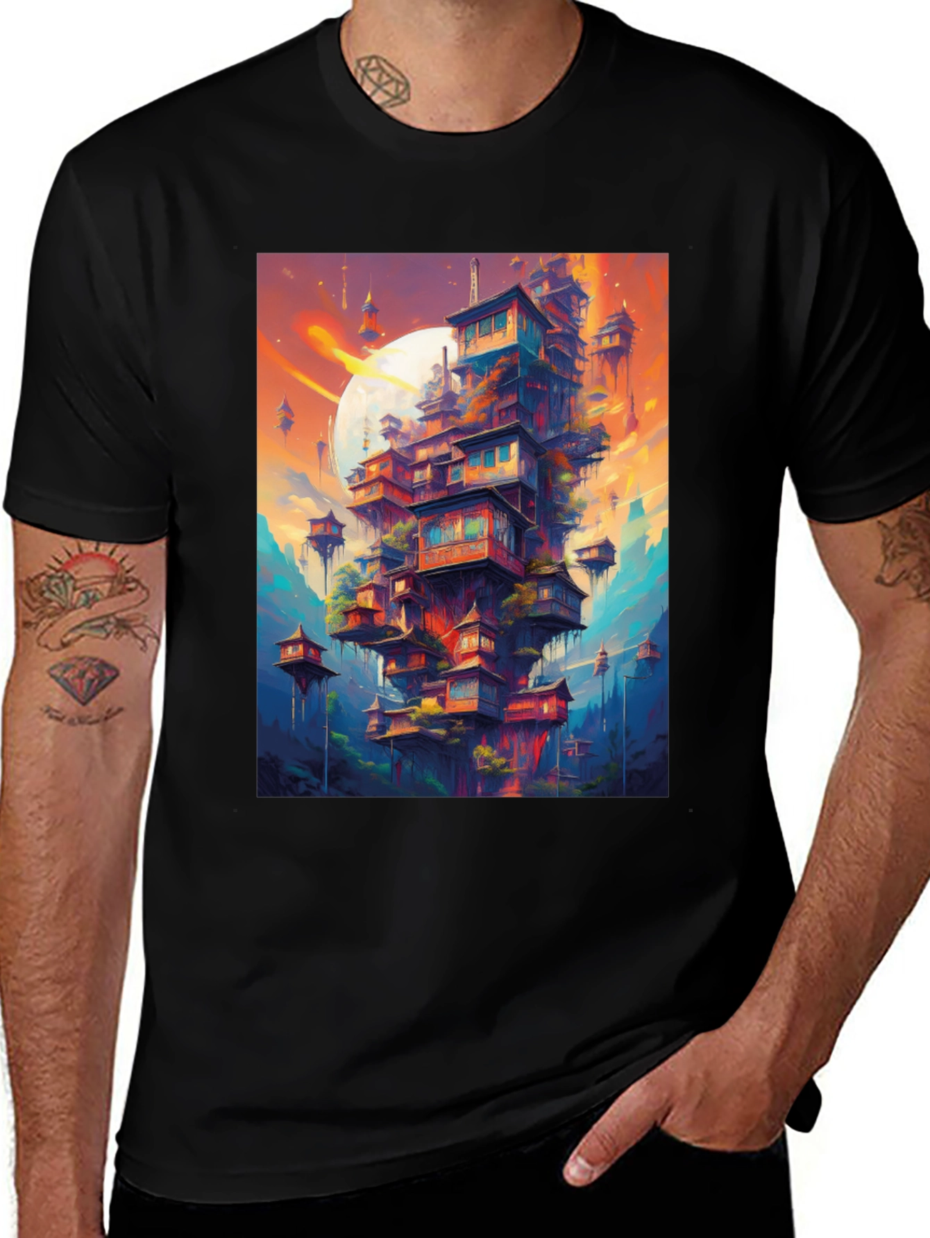 Variant 15 of Fantasy Cityscape Graphic Tee