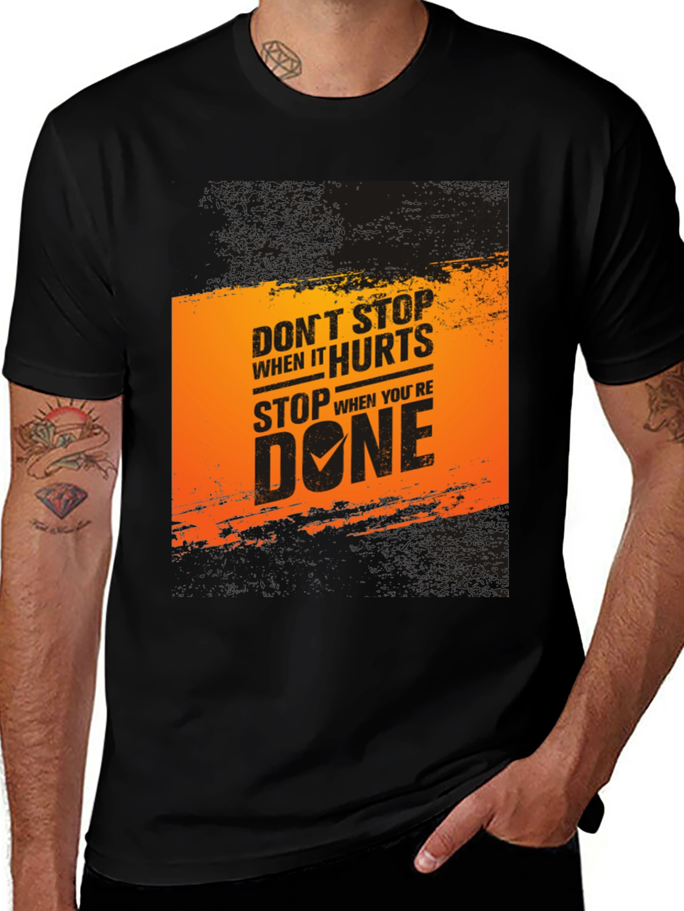 Variant 13 of Motivational Graphic T-Shirt: Don't Stop When It Hurts