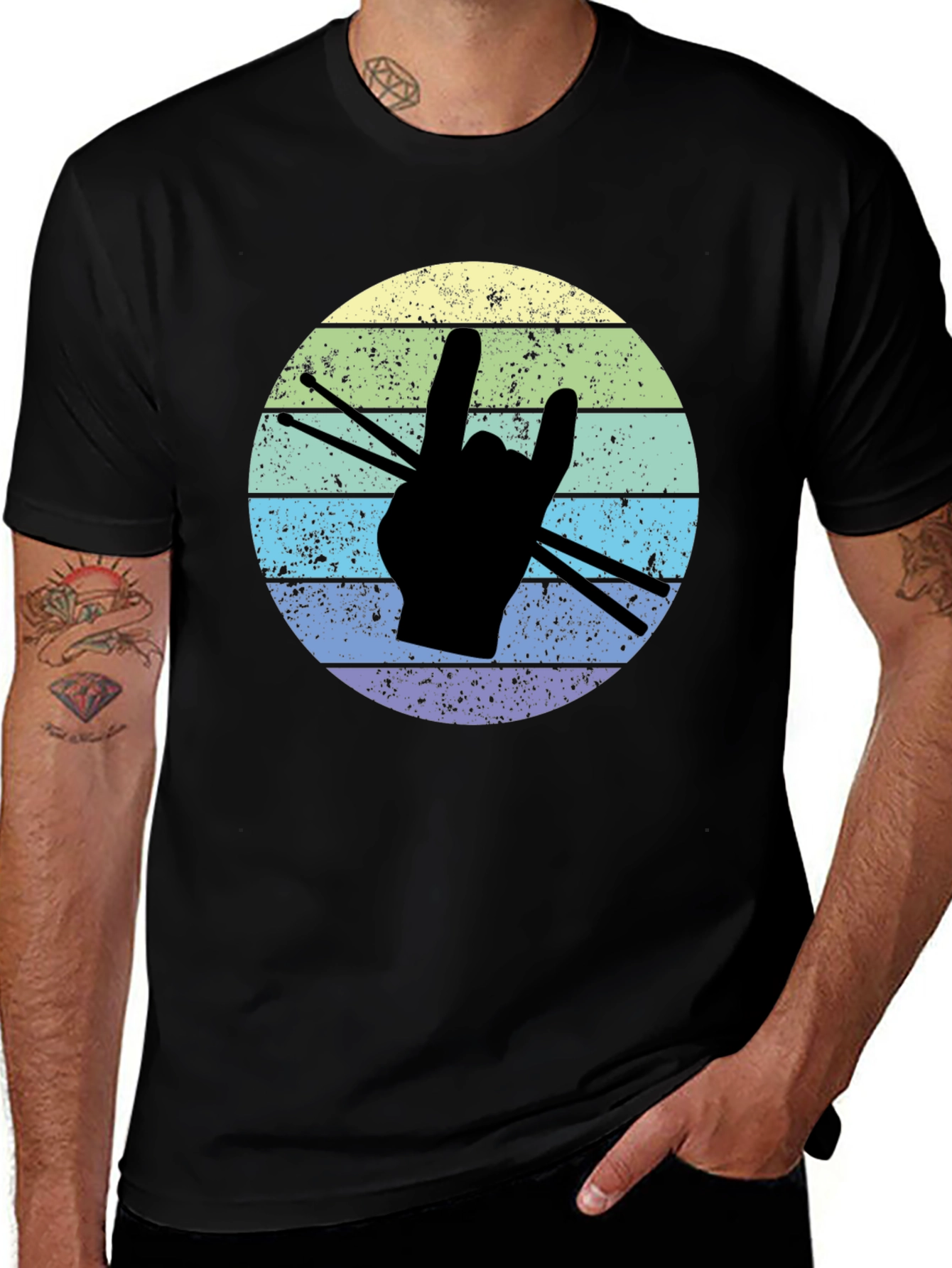Variant 24 of Rock On Drummer T-Shirt - Music Lover Tee