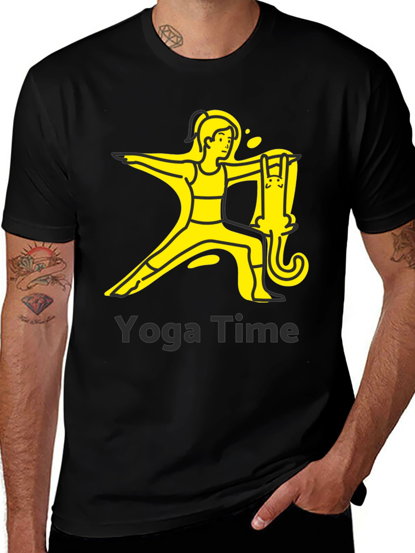 Yoga Time T-Shirt - Cat & Yoga Pose Graphic