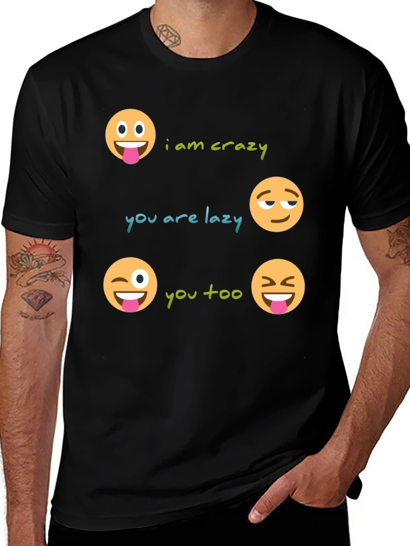 Variant 20 of Crazy Lazy Emoji Graphic Tee - Unisex