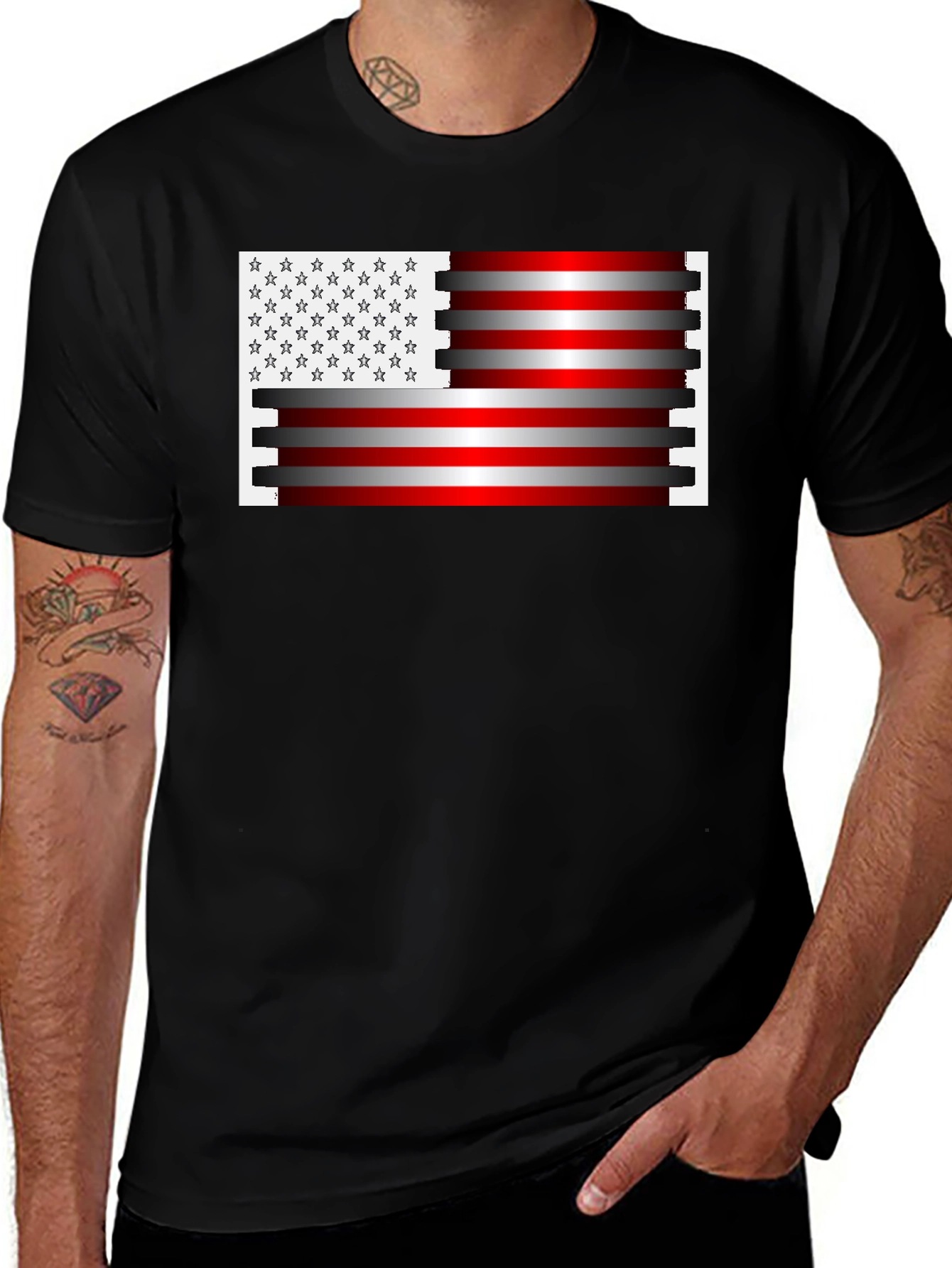 American Flag Cog T-Shirt - Patriotic Gearhead Design