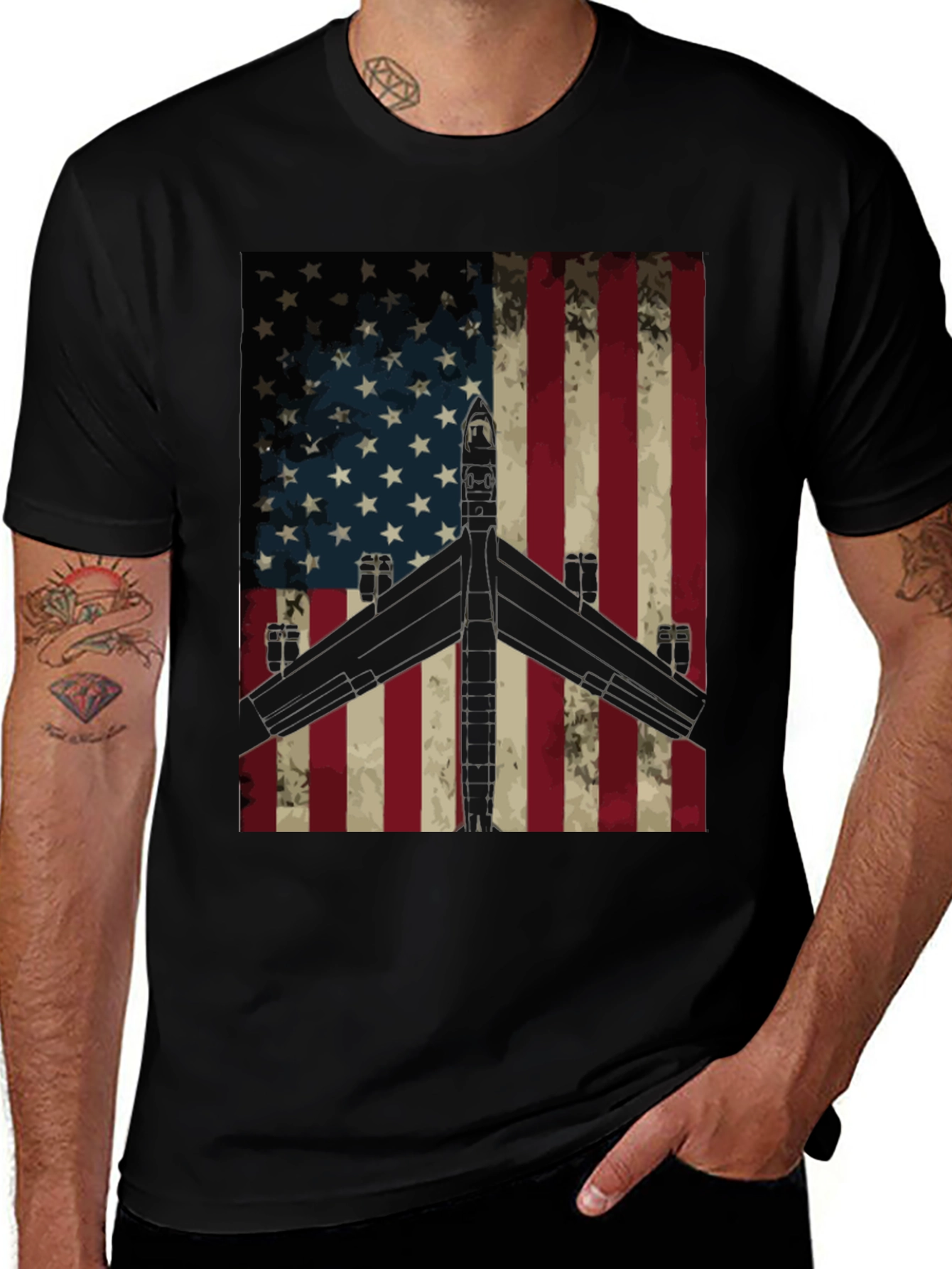 Variant 15 of American Flag Plane T-Shirt - Patriotic Design