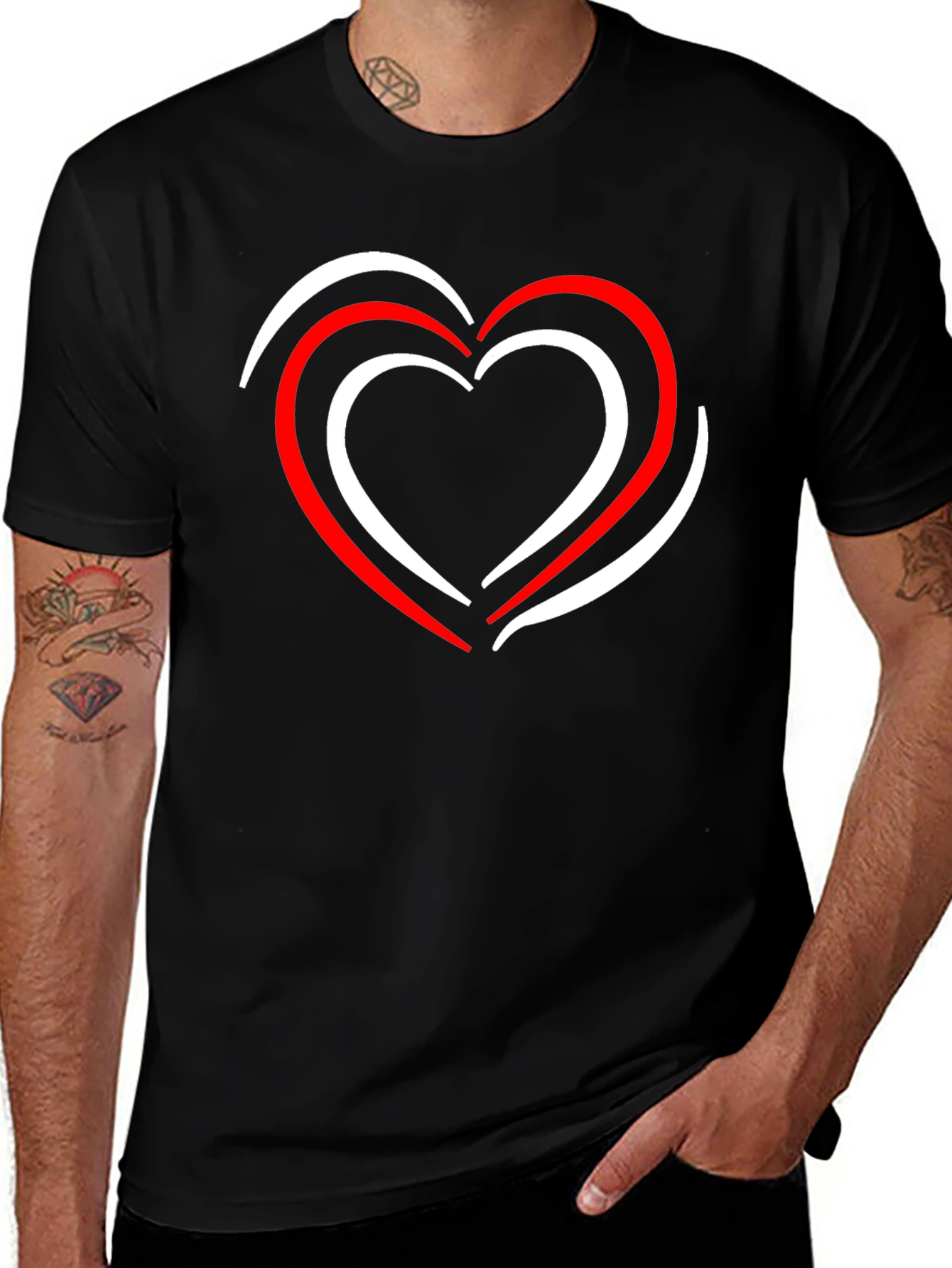 Variant 8 of Heart Graphic Black T-Shirt
