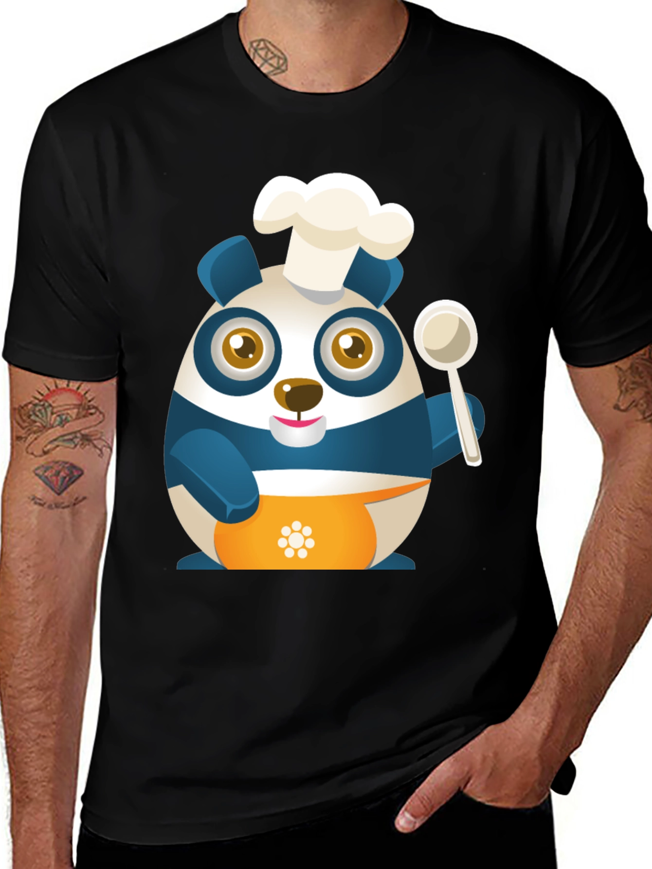 Variant 22 of Chef Panda Black T-Shirt - Cute and Funny
