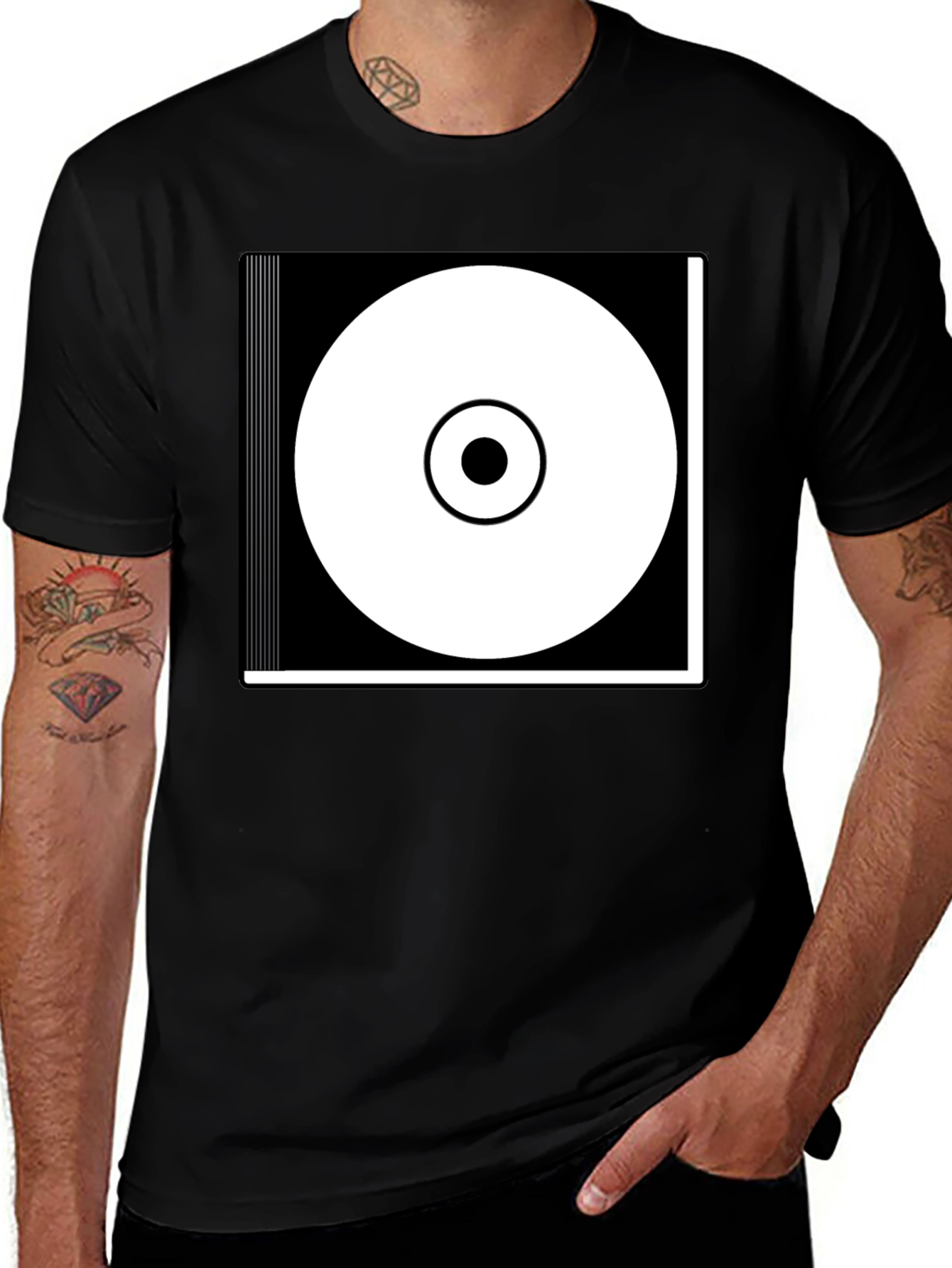 Modern Graphic Tee - Black & White Circle Design