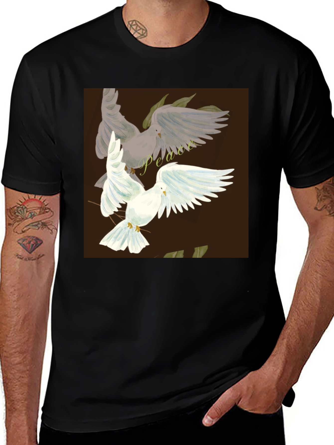 Variant 9 of Peace Dove Graphic Black T-Shirt