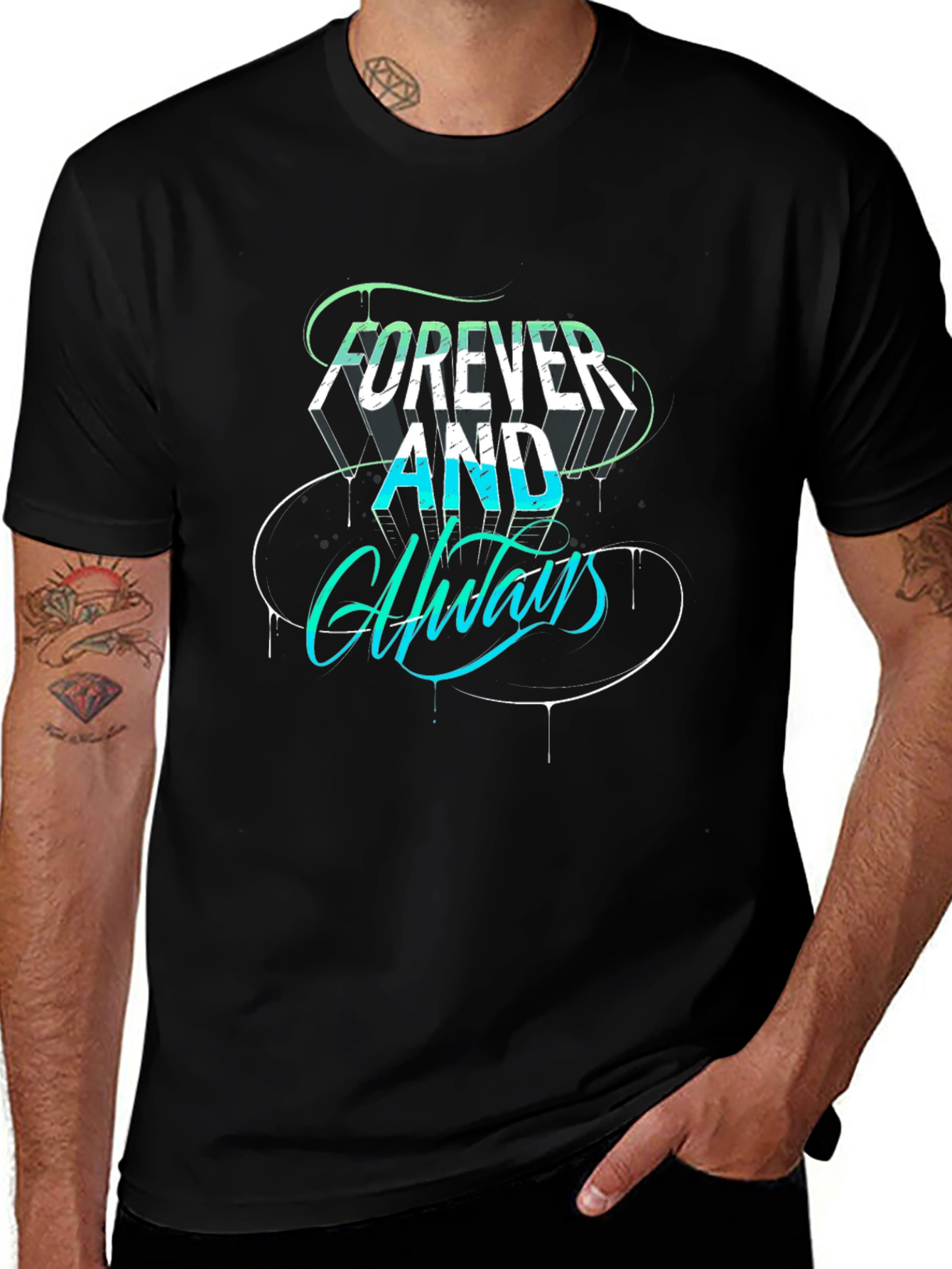 Variant 21 of Forever and Always Graphic Tee - Black