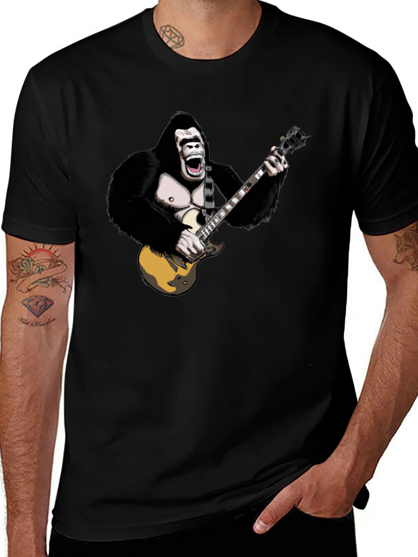 Variant 17 of Gorilla Guitarist Graphic Tee - Black T-Shirt