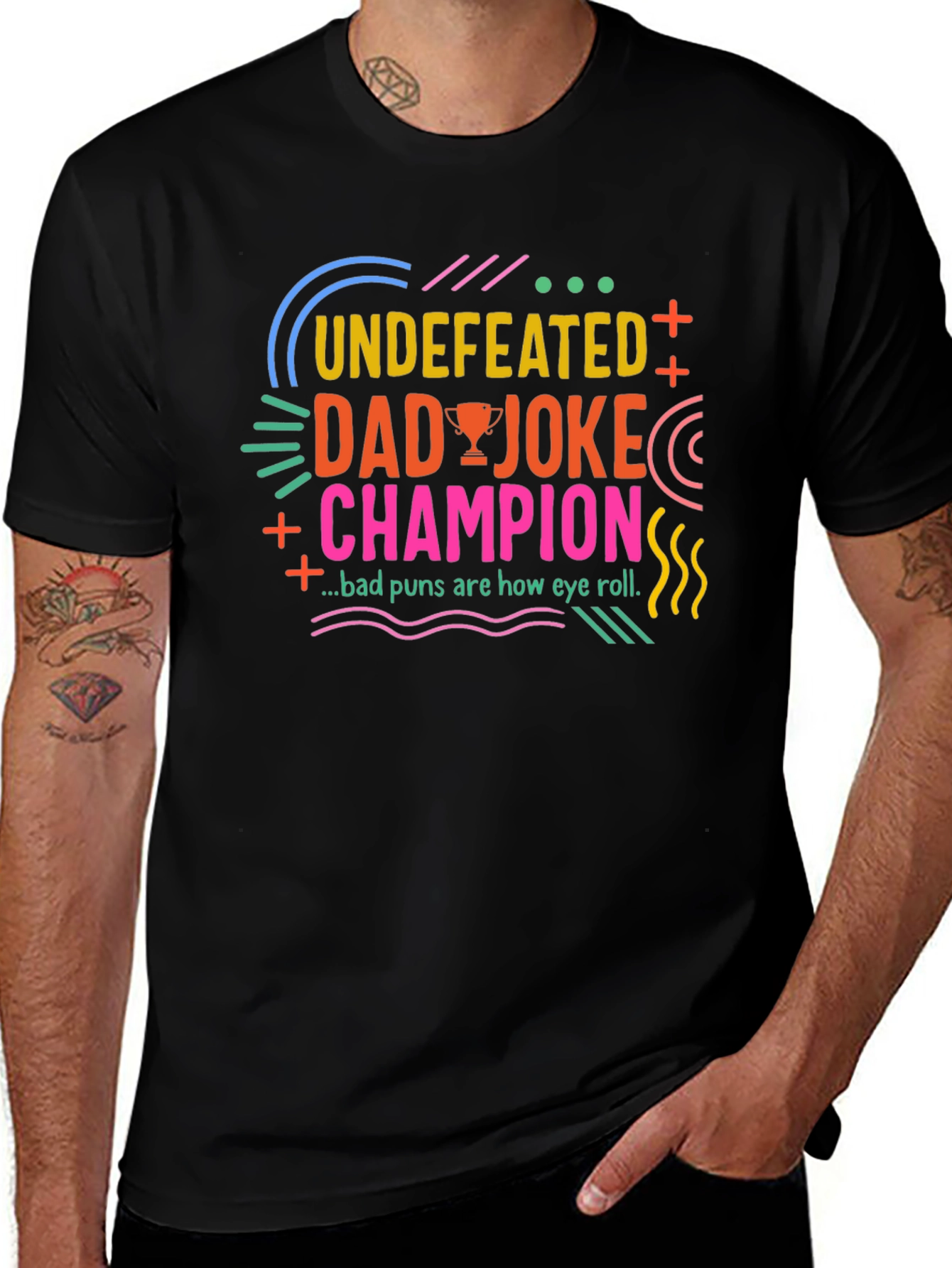 Undefeated Dad Joke Champion Black T-Shirt