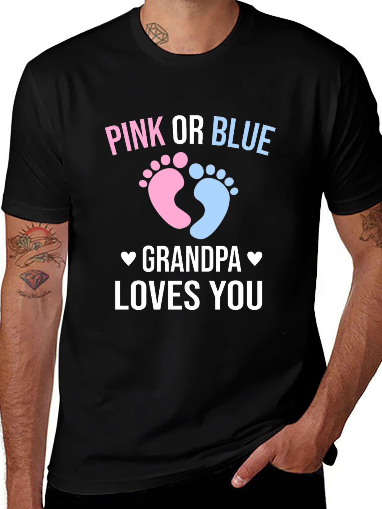 Pink or Blue Grandpa Loves You Gender Reveal T-Shirt