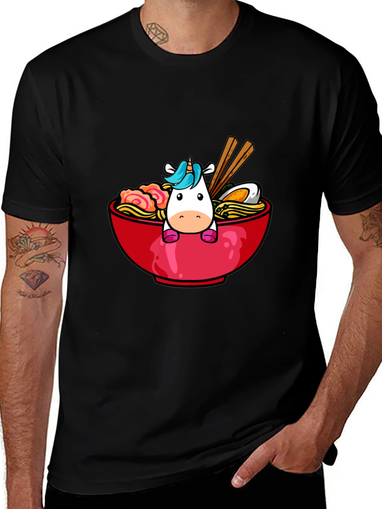 Black Unicorn Ramen Graphic Tee - Cute & Trendy main image