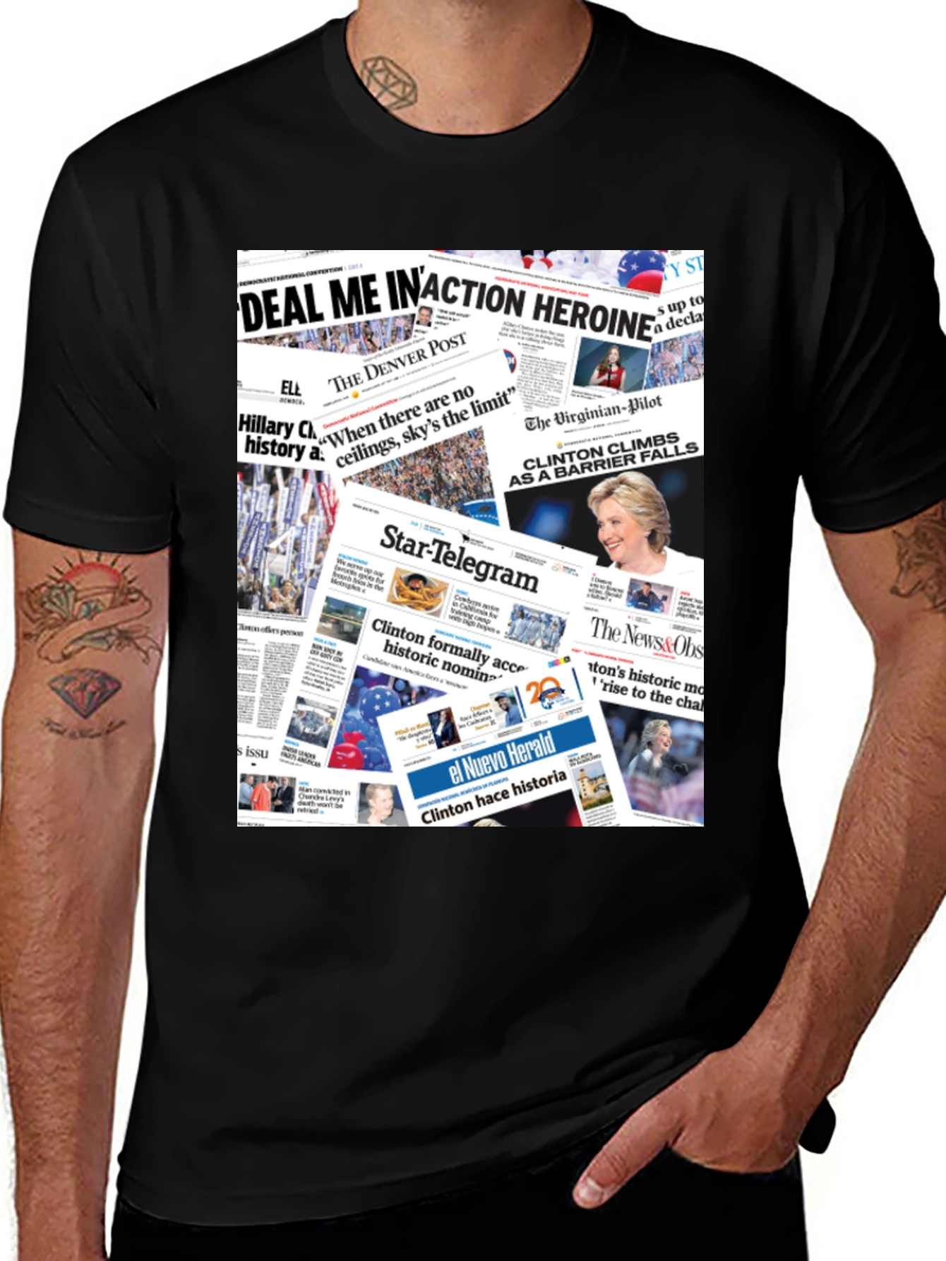 Variant 24 of Newspaper Print Graphic Tee - Political Statement T-Shirt